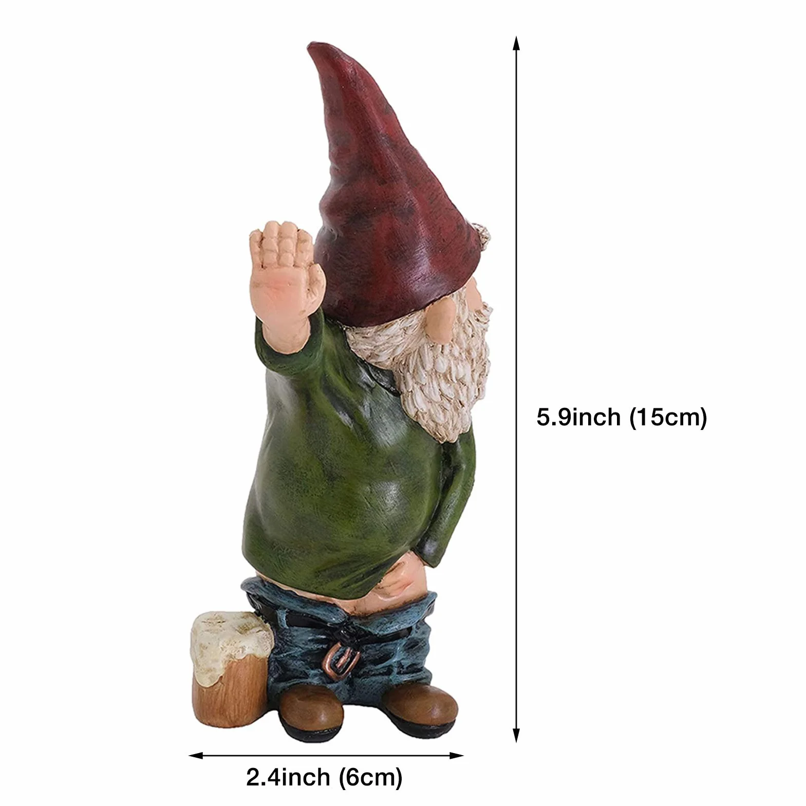 Krasnal ogrodowy 15 cm zabawny siusiający