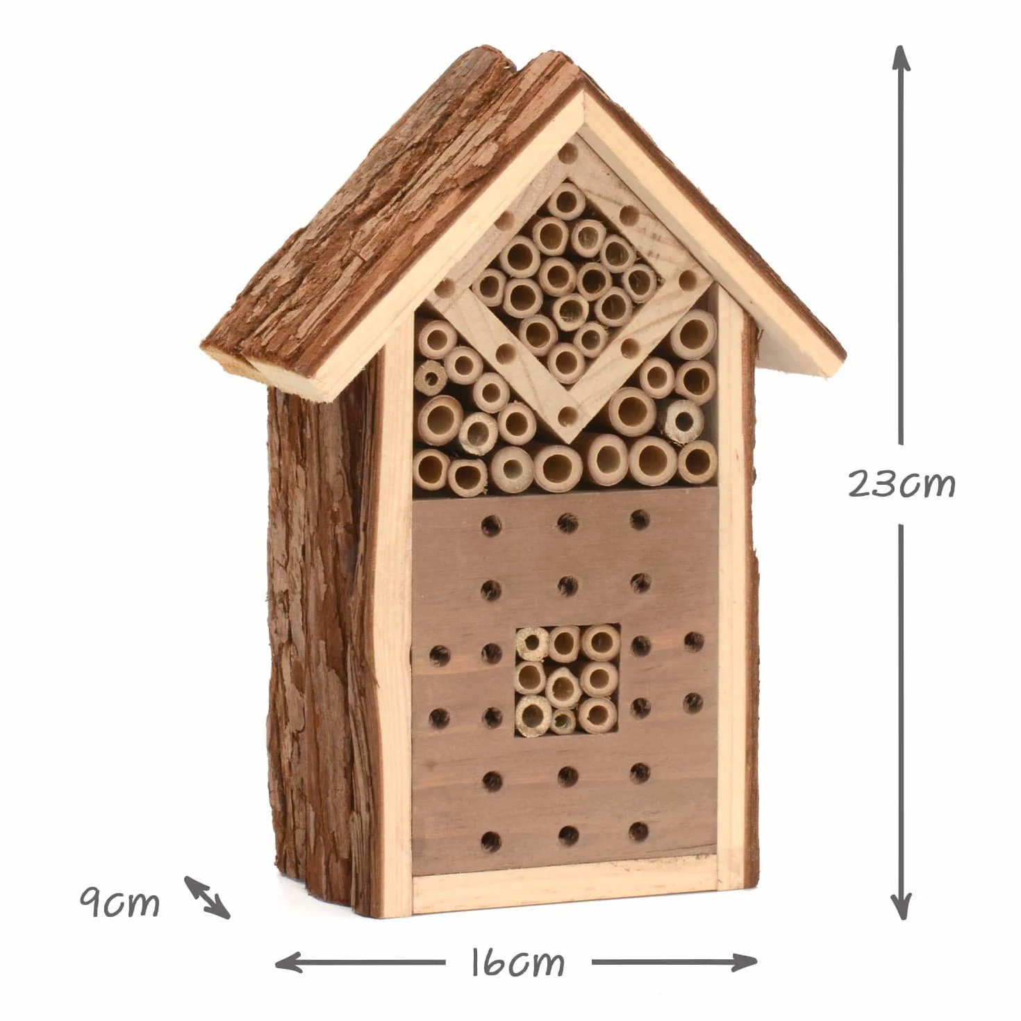 CKB LTD Małe naturalne drewno kora owady bug hotel - dla pszczół biedronek dom drewniany zewnętrzny schronienie ogród ogród dom na zewnątrz siedlisko dom - mały 16 x 9 x 23 cm