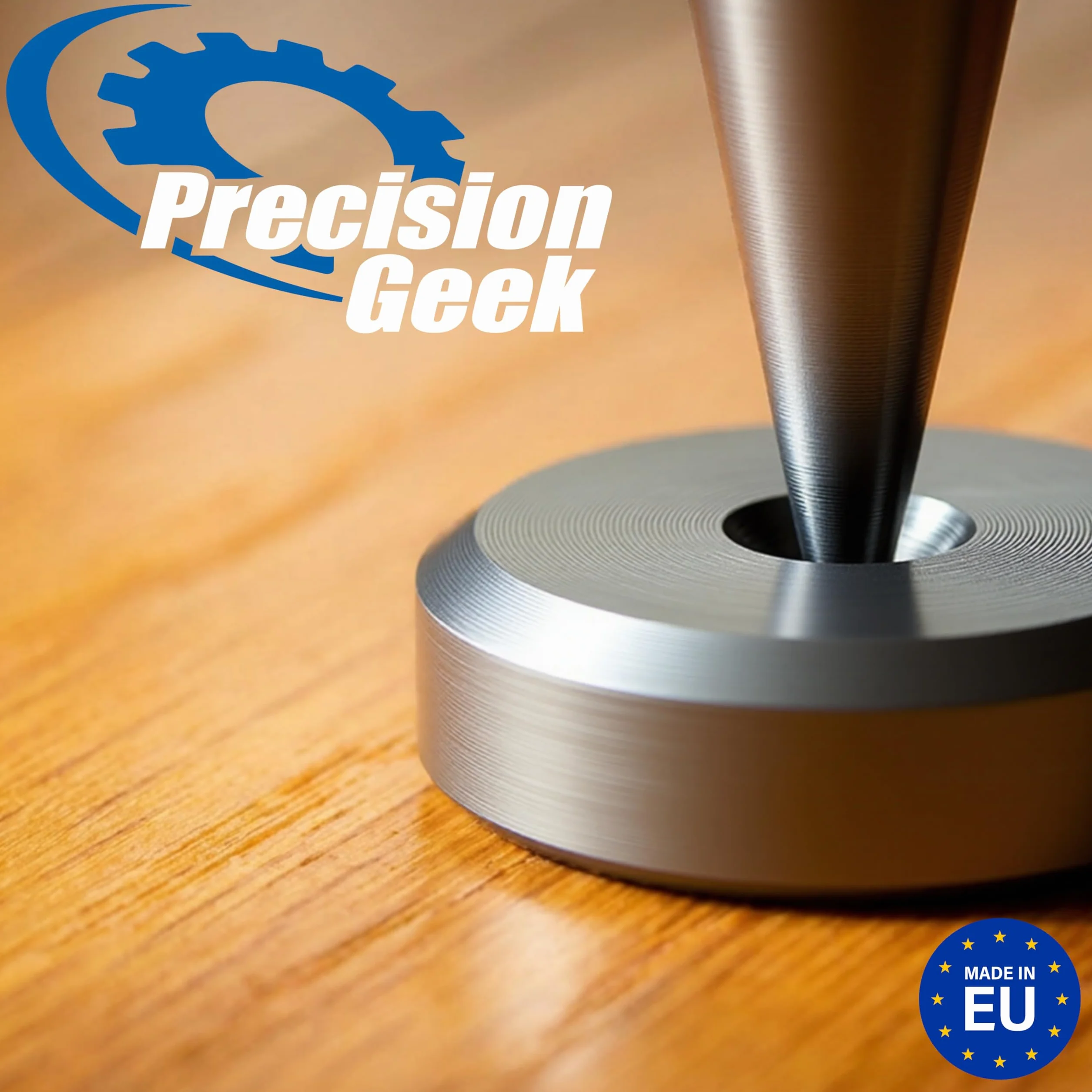 PrecisionGeek Kolce głośnikowe M8 z podkładkami izolacyjnymi 20 mm, zestaw 4 kolców + 4 podkładki, anodowane aluminium, szare, głośniki HiFi, stojaki AV, subwoofery i sprzęt audio, nóżki