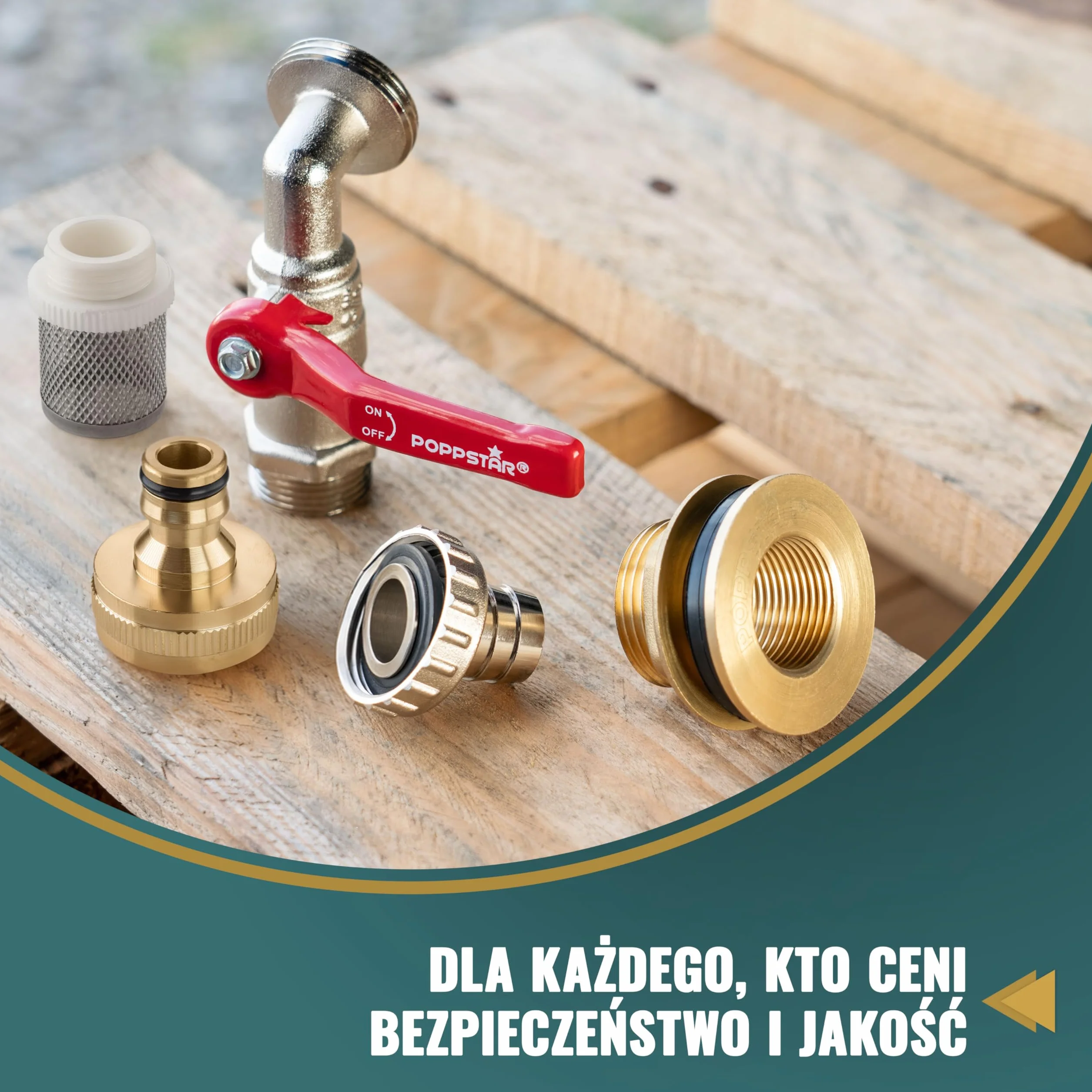 Poppstar Kran do beczki na deszczówkę 3/4 cala mosiężny kran kulowy stal nierdzewna