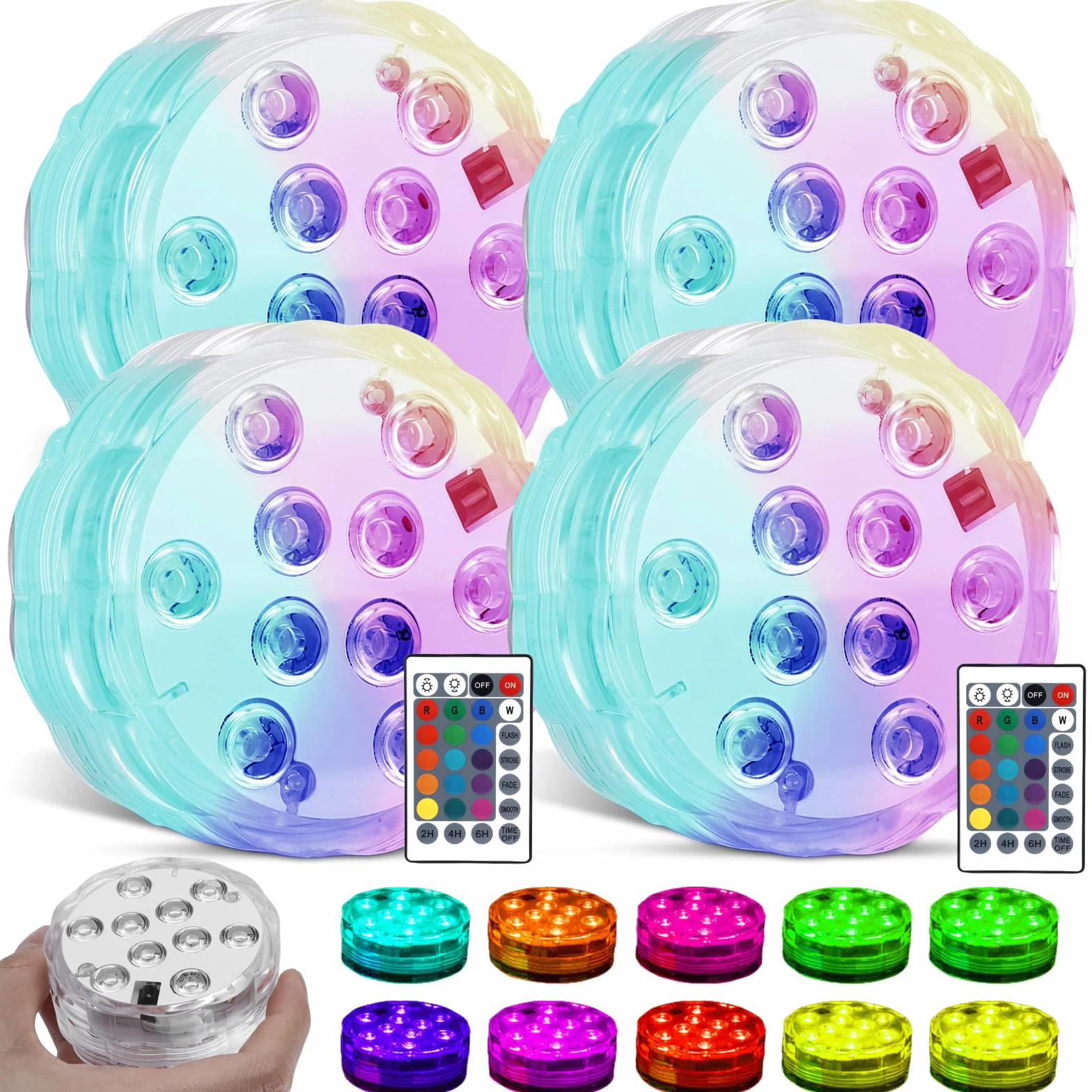 Marka światła podwodnego: 4 sztuki wodoodporne oświetlenie LED do basenu, zmiana kolorów RGB z pilotem, oświetlenie IP68 do stawu, basenu, ogrodu, akwarium, ślubu (16 kolorów)