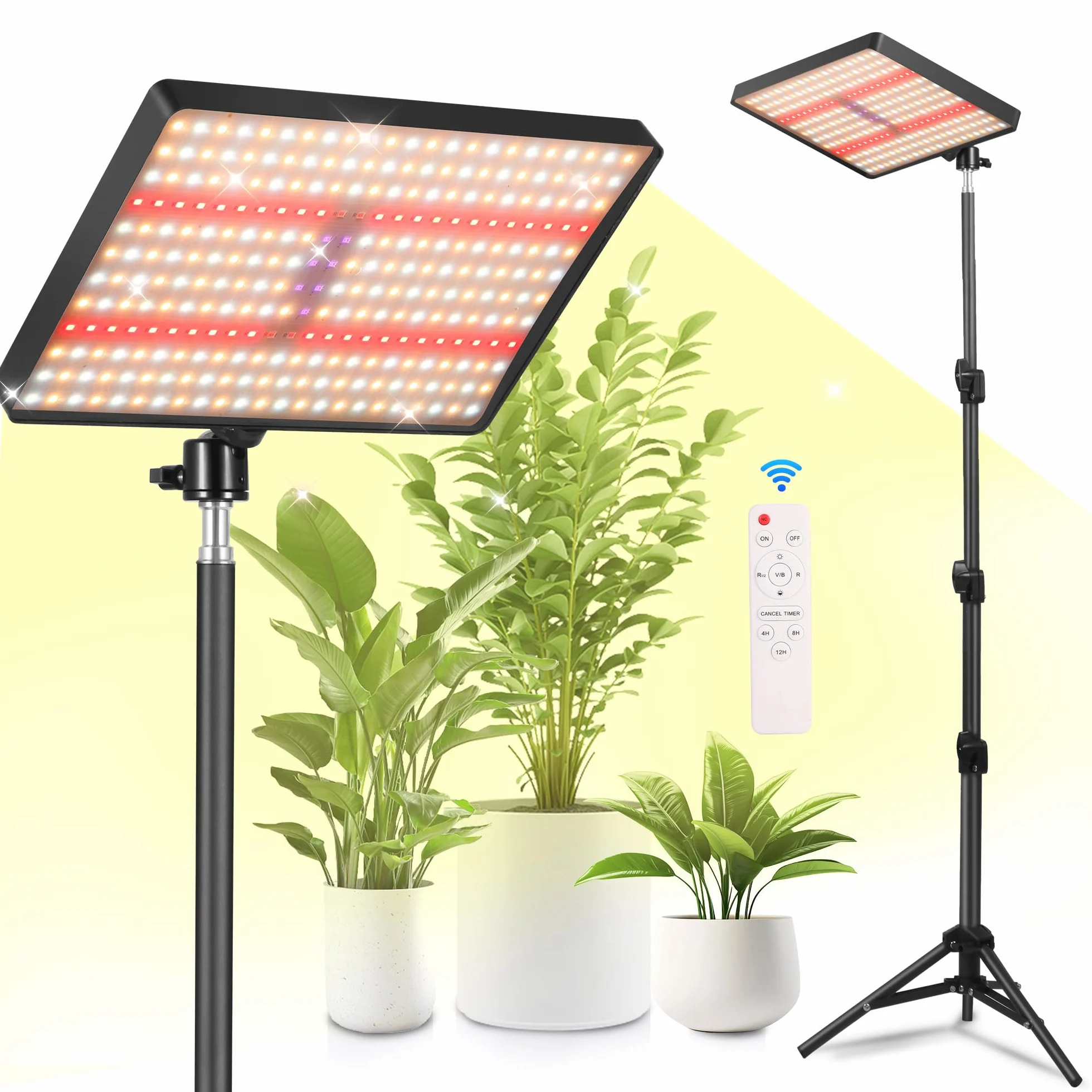 MICCYE Lampa LED do Roślin ze Stojakiem Pełne Spektrum UV-IR 286 diod LED Lampa do Uprawy z Timerem 4/8/12H Możliwość Ściemniania Światło dla Roślin
