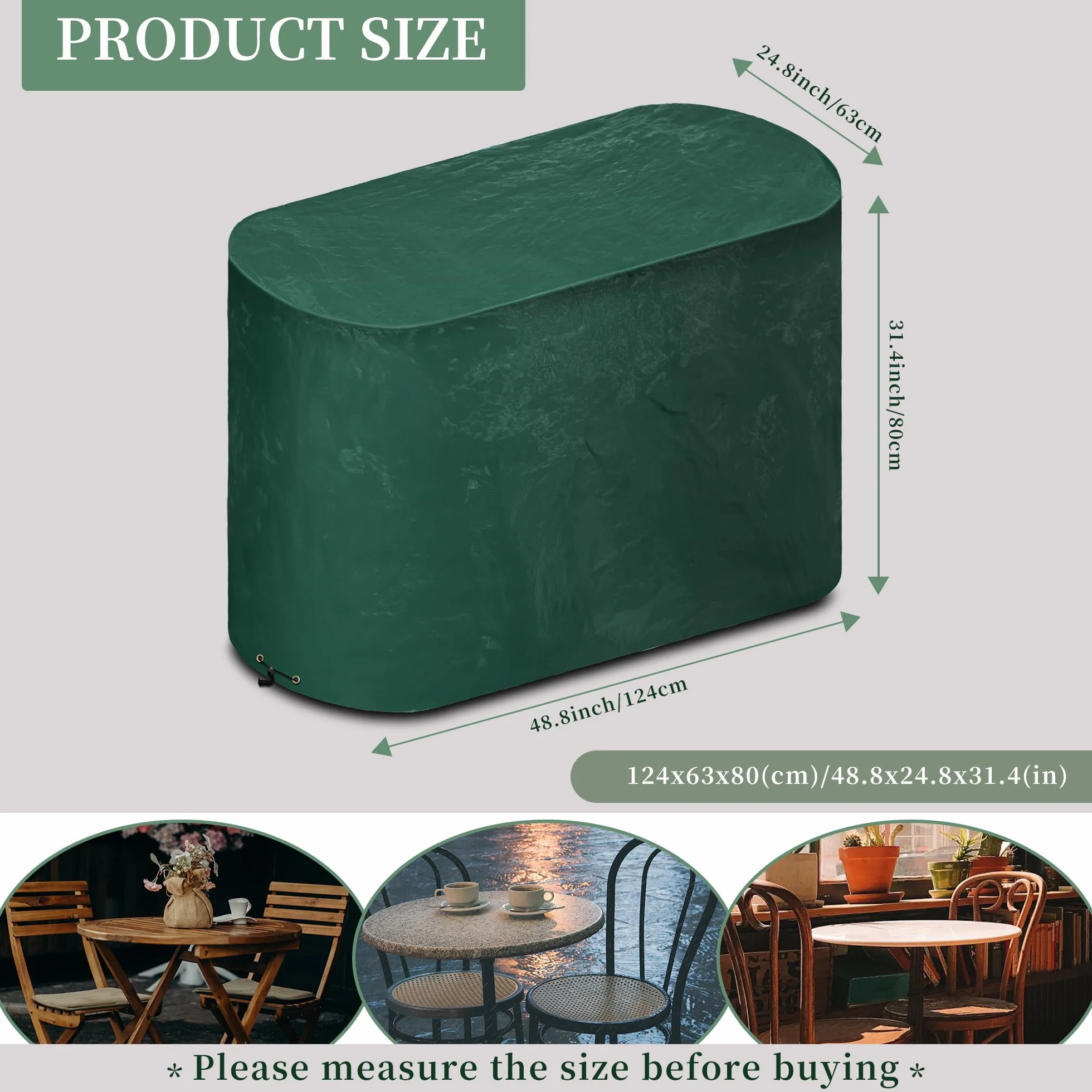 PE Bistro Set Cover Cover 2-seats Patio Furniture Cover na stół i krzesło ze sznurkiem ściągającym