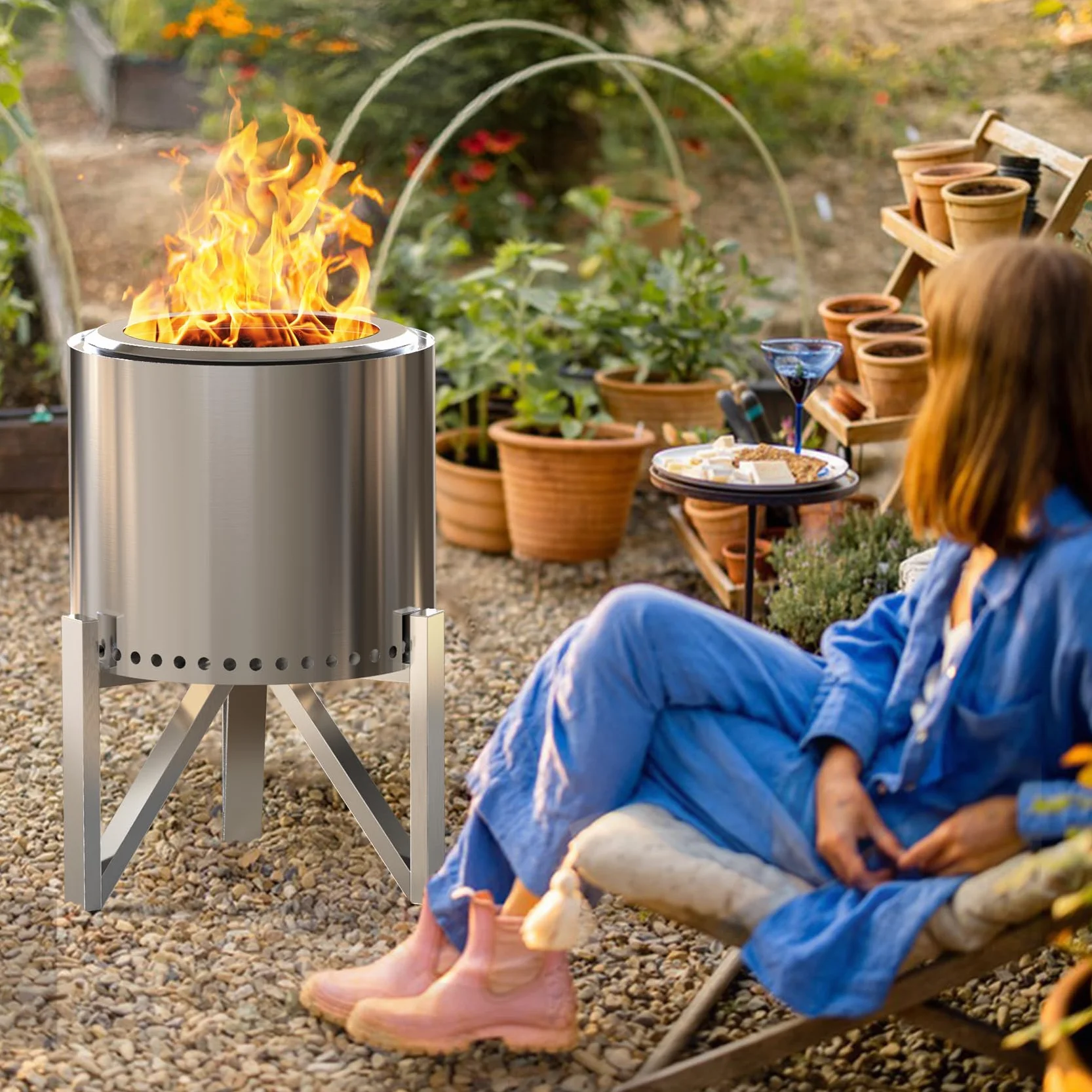 Onlyfire Stojak do paleniska Solo Stove Ranger 38,1 cm i Bonfire 49,5 cm, akcesoria do paleniska ze stali nierdzewnej, narzędzia do kominków zewnętrznych