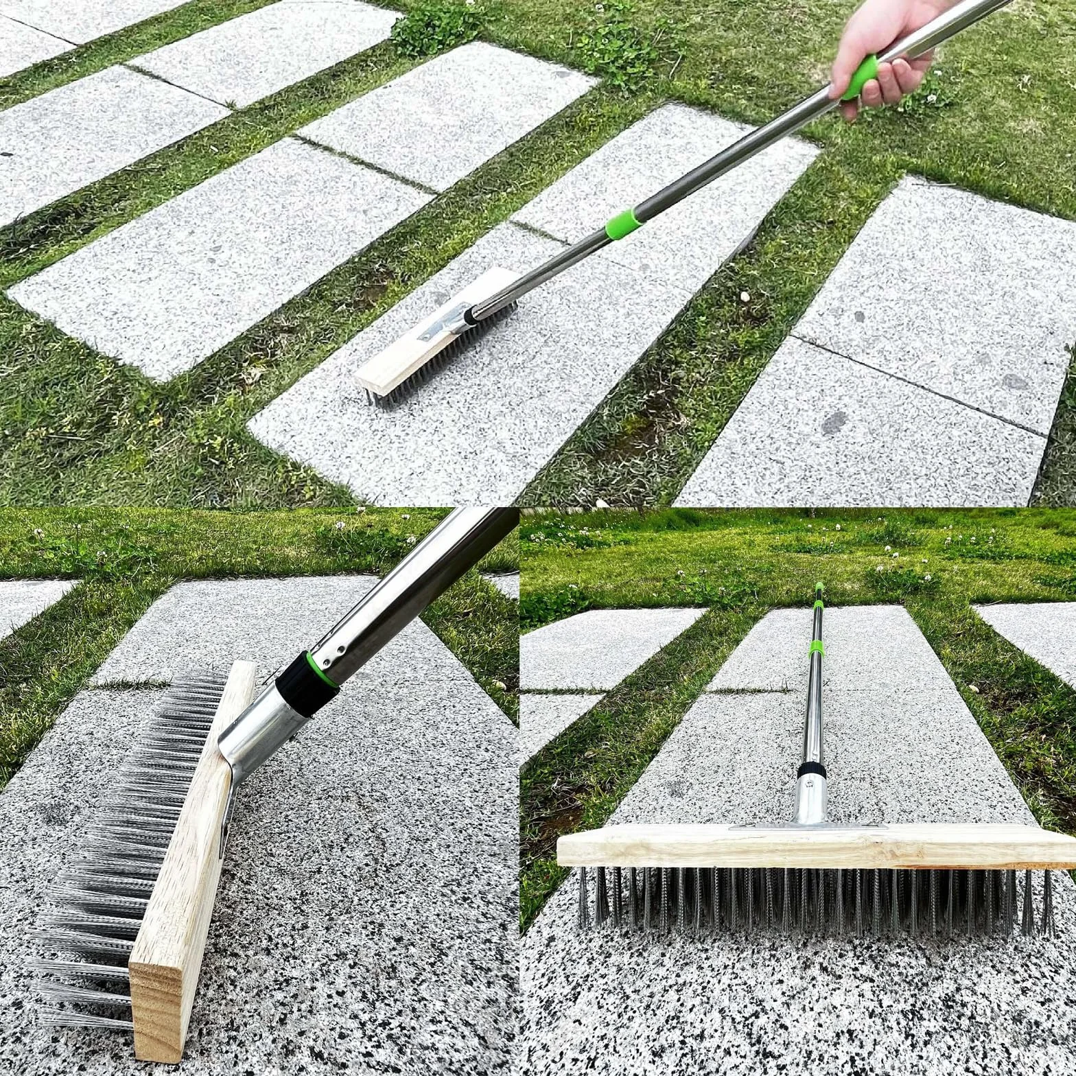 Metalowa miotła ogrodowa 30 cm, miotła druciana z uchwytem, stalowa miotła ogrodowa, do usuwania piżma ogrodowego, chwastów, uporczywych plam