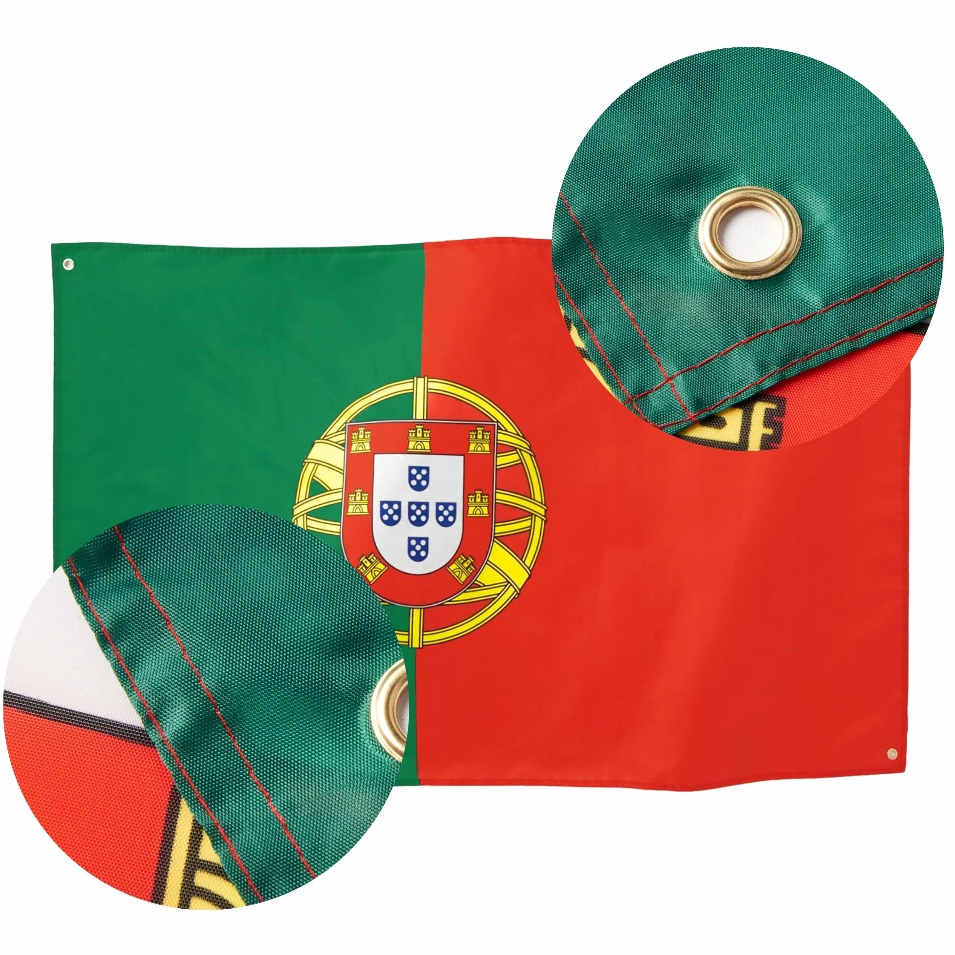 Runesol Portugalia Flaga narodowa 3x5, 91x152cm, Bandeira de Portugal 4 przelotki, mosiężne oczko w każdym rogu, portugalski baner, flaga piłkarska, flagi premium, wodoodporne wewnątrz, na zewnątrz