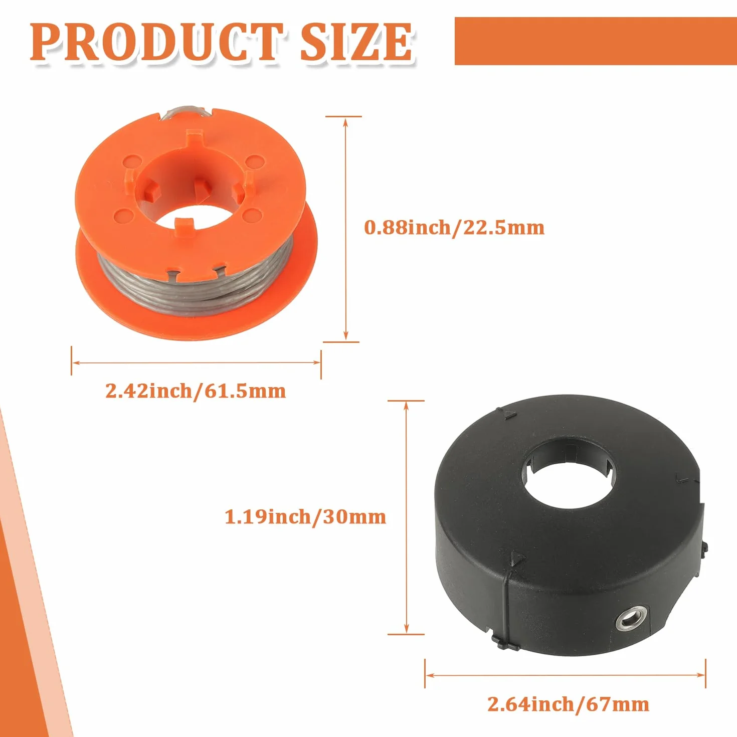 F016800175 1,6mm x 8M cewka zapasowa do Bosch Art 23 26 30 Combitrim Easytrim z pokrywą F016L71088 (6 szpul, 2 pokrywa)