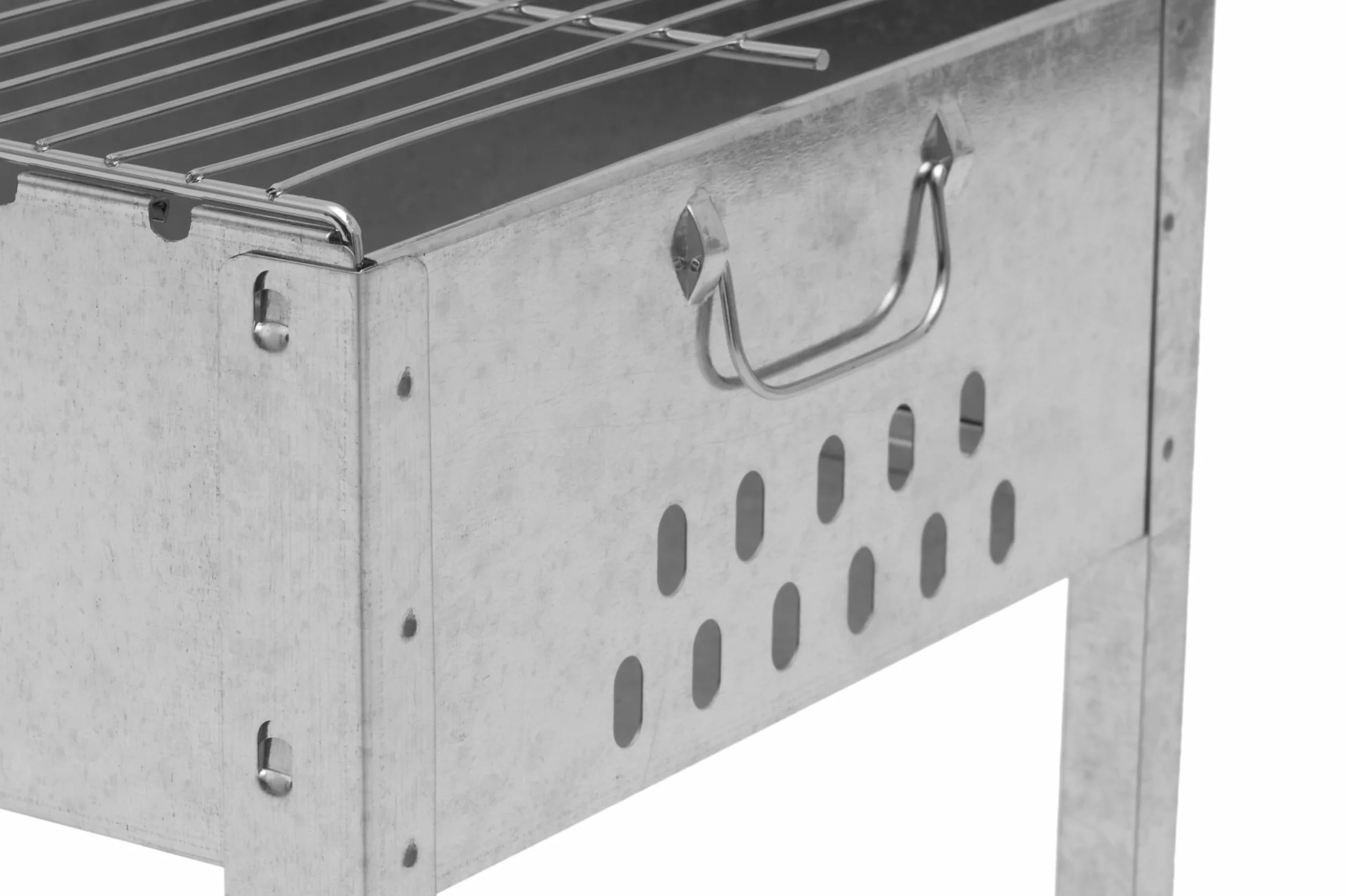 Mangal grill na szpikulce 50 x 30 x 50 cm z 6 szpikulcami ze stali nierdzewnej i rusztem