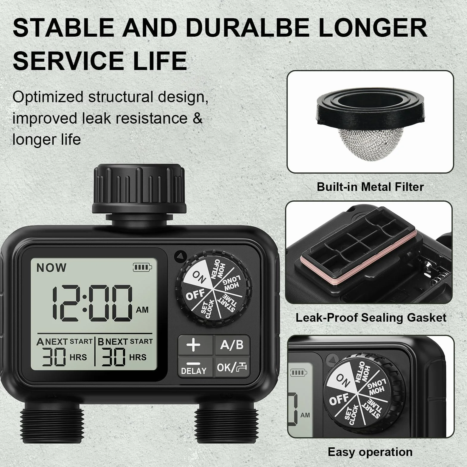 Timer wody do nawadniania z opóźnieniem deszczu IPX5 wodoodporny duży ekran LCD