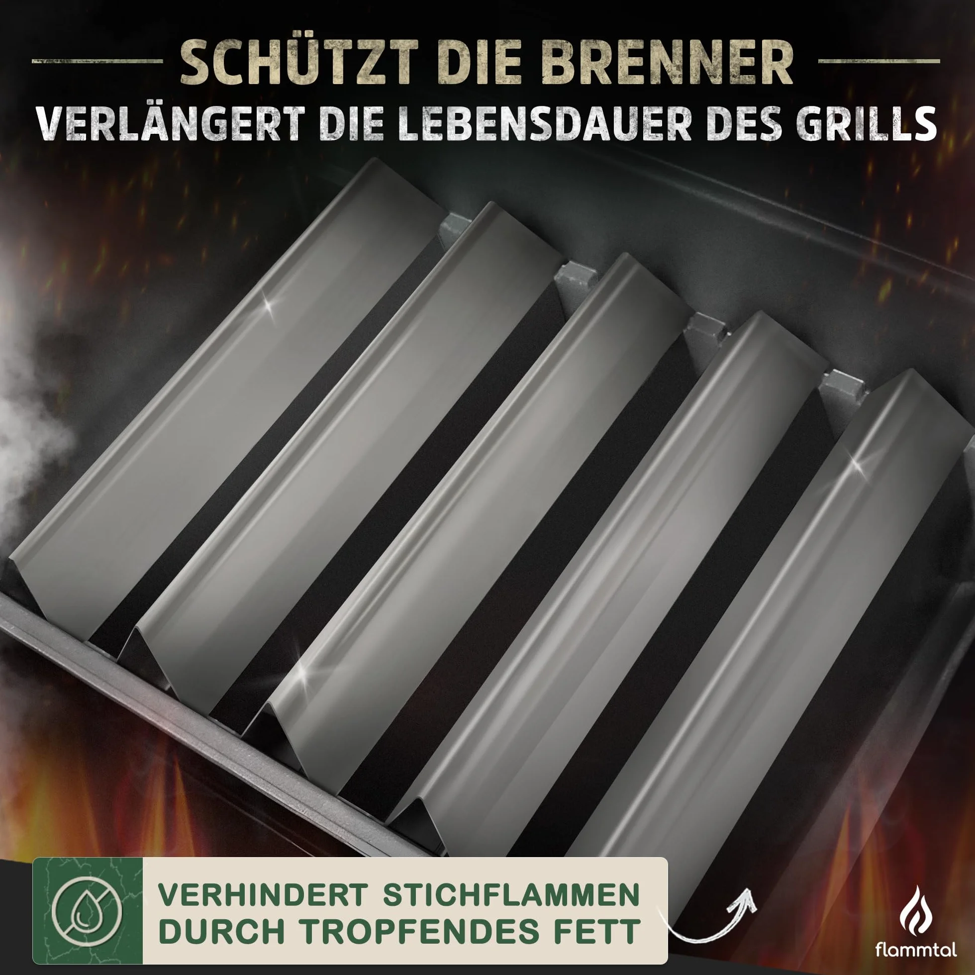 Flammtal Płyty aromatyczne FLAVE 5 sztuk do Weber Spirit 310/320/330 ze stali nierdzewnej