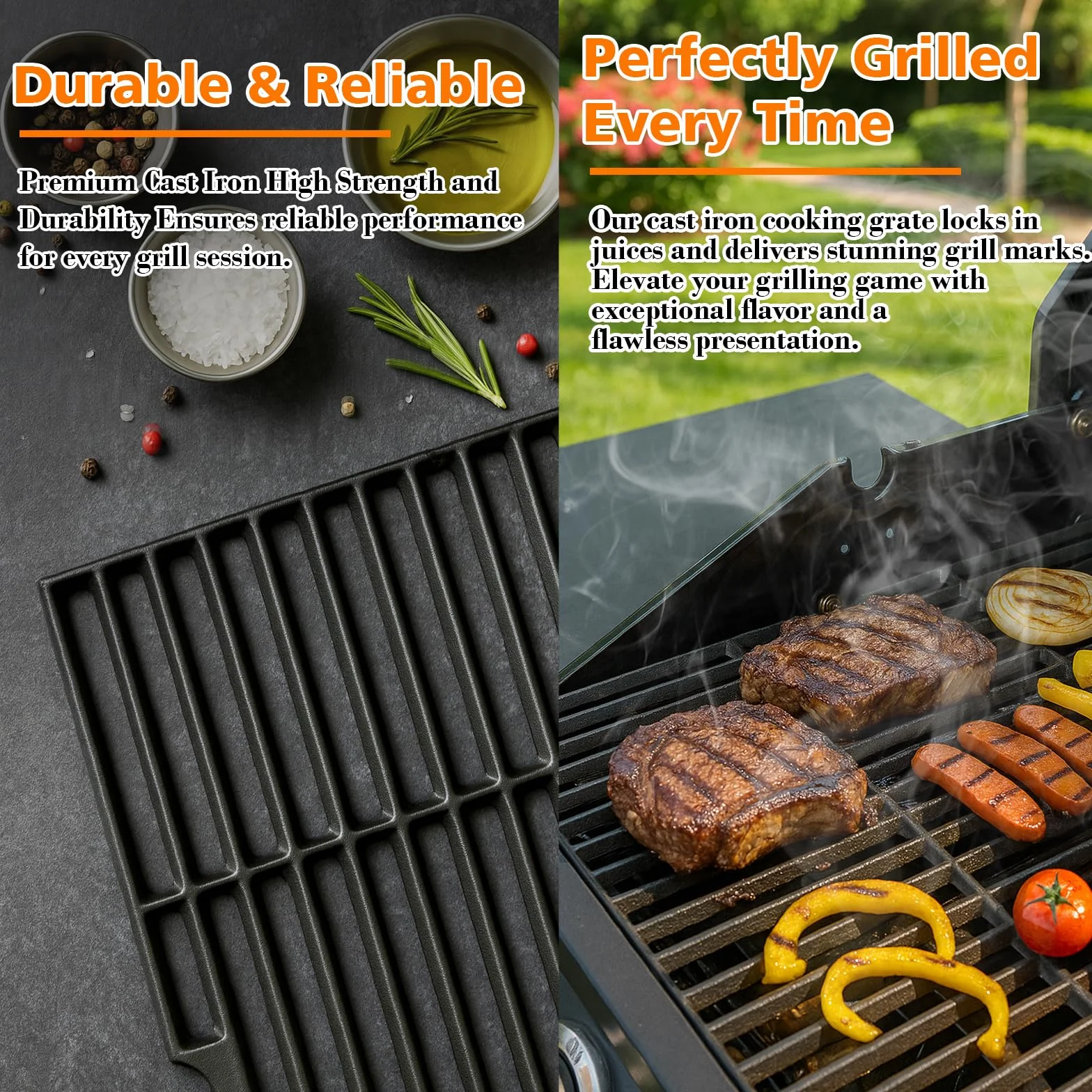 GFTIME Żeliwny ruszt do grillowania, 43 x 63 cm, do Enders Boston Pro 3, Enders Monroe Pro 3, Charbroil, Barbecook Siesta 310, Landmann Triton 3 & 4, Proficook PC-GG 1058/1059, części zamienne, 3