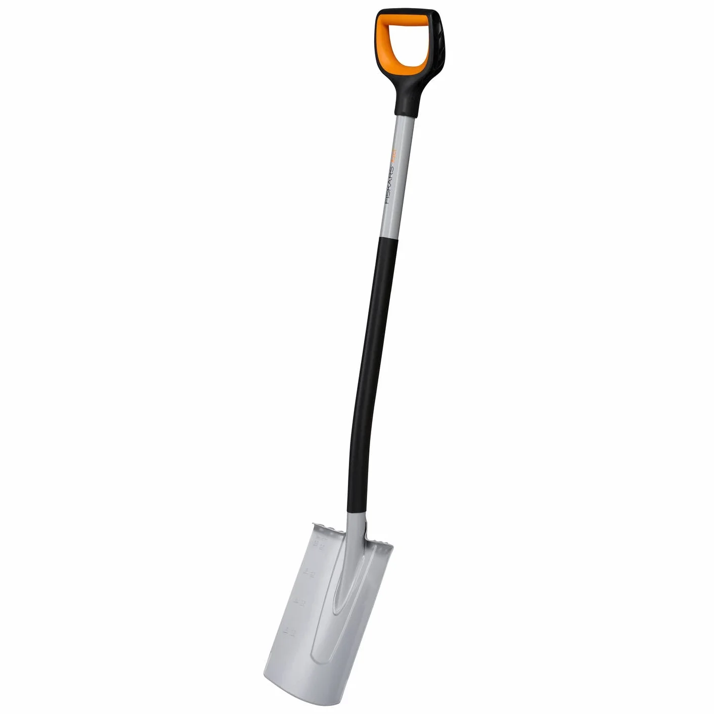 Fiskars Szpadel ogrodniczy do miękkich, mało kamienistych gleb, okrągły, długość: 120 cm, wzmocnione ostrze ze stali borowej, czarny/pomarańczowy, Xact, 1066730
