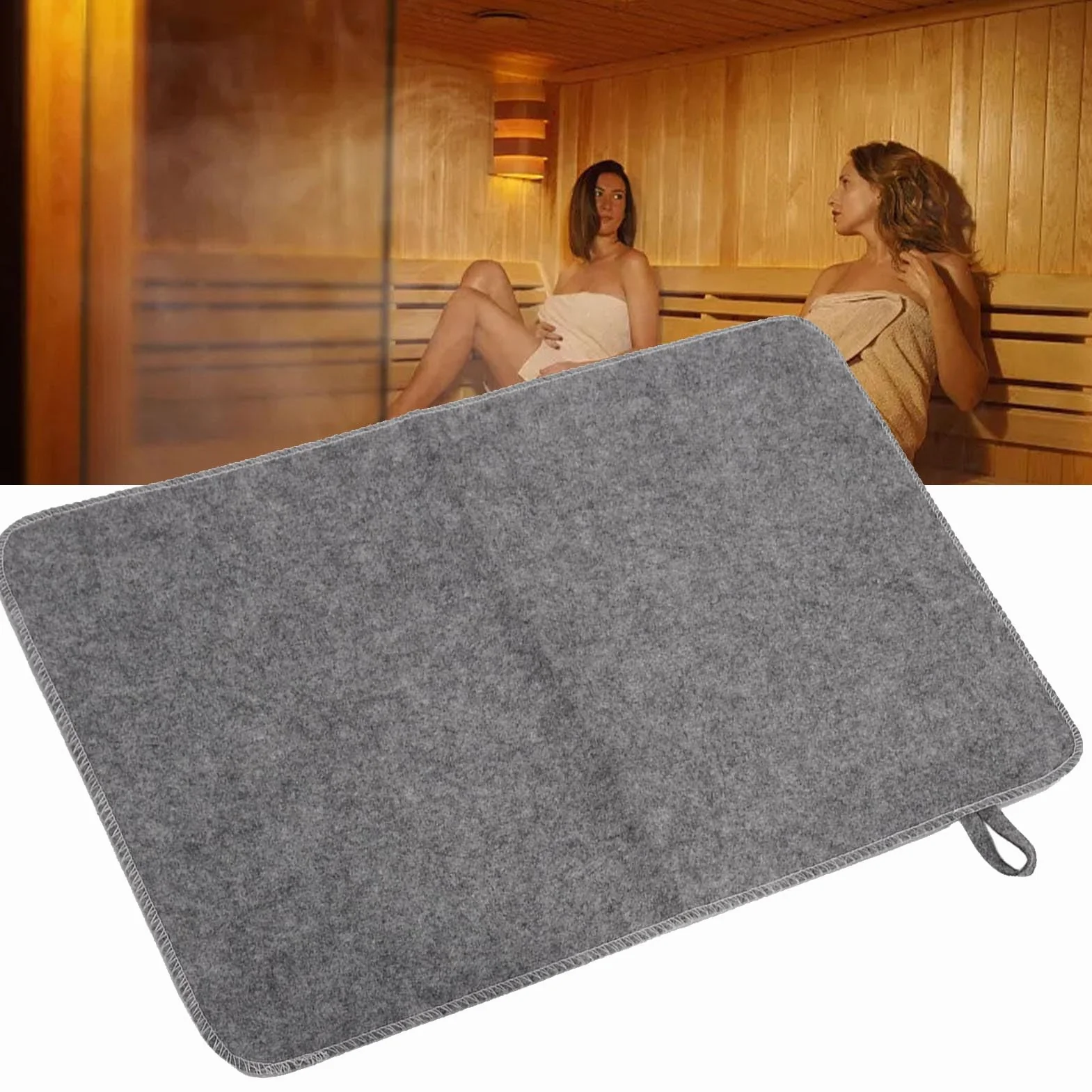 Filcowa Poduszka do Sauny, Pochłaniająca wodę Mata Termoizolacyjna SPA z Wiszącym Pierścieniem do Sauny Prysznic, Akcesoria do Sauny, dla Mężczyzn i Kobiet Pod Prysznic