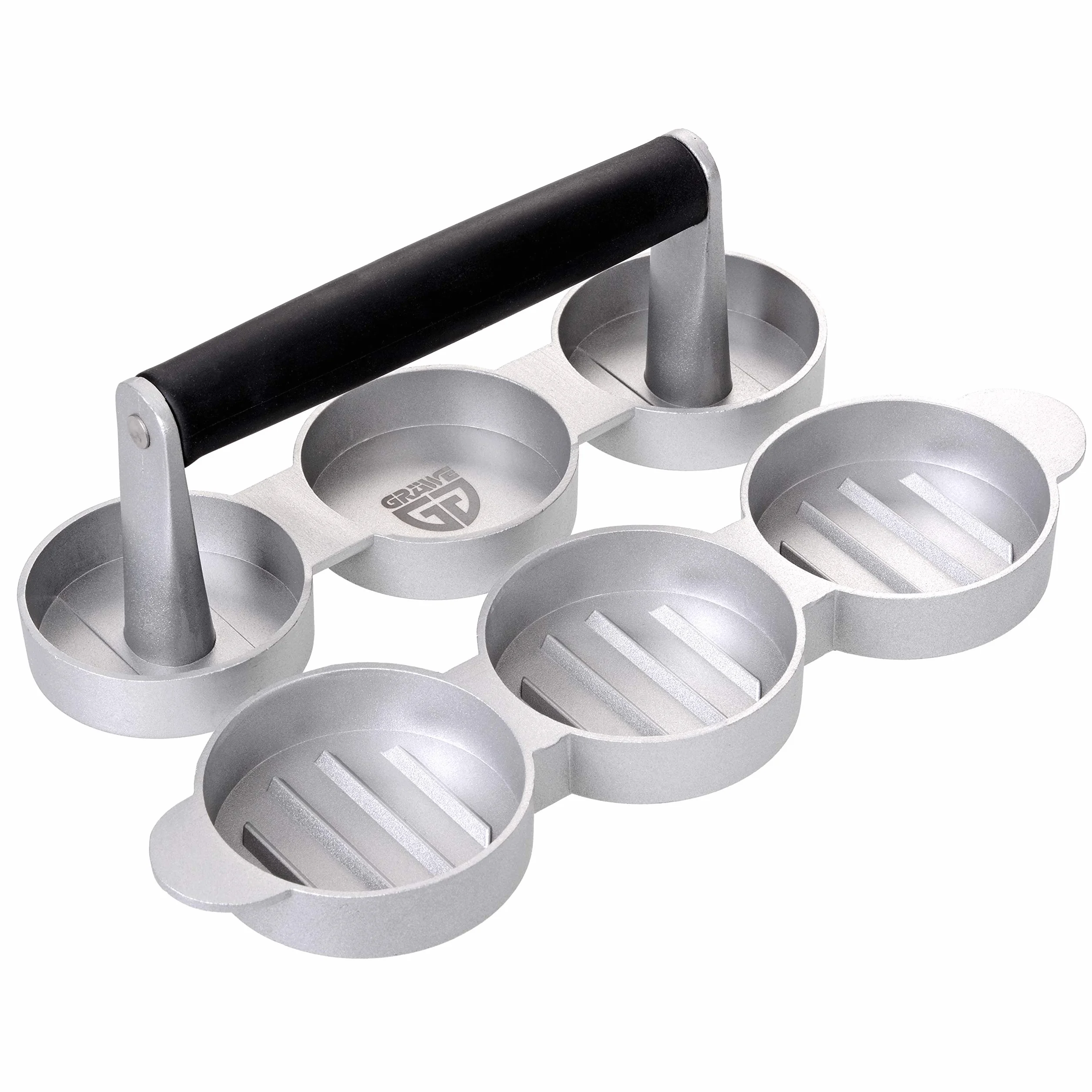 GRÄWE Prasa do hamburgerów 3 mini burgerów odlew aluminiowy powłoka nieprzywierająca 60 arkuszy papieru