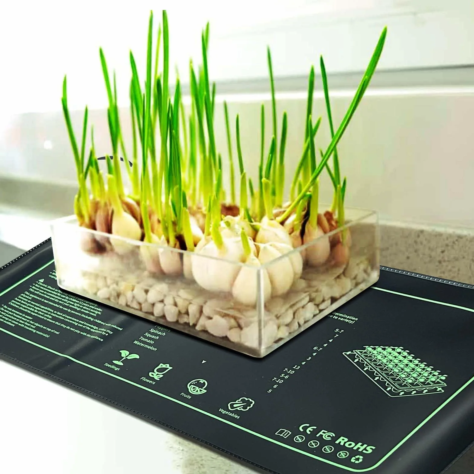 Mata grzewcza do kiełkowania, materiał szklarniowy i siewny IP67, wodoodporny, 20 W, obrus grzewczy do terrarium roślin (53 x 25 cm, termostaty)