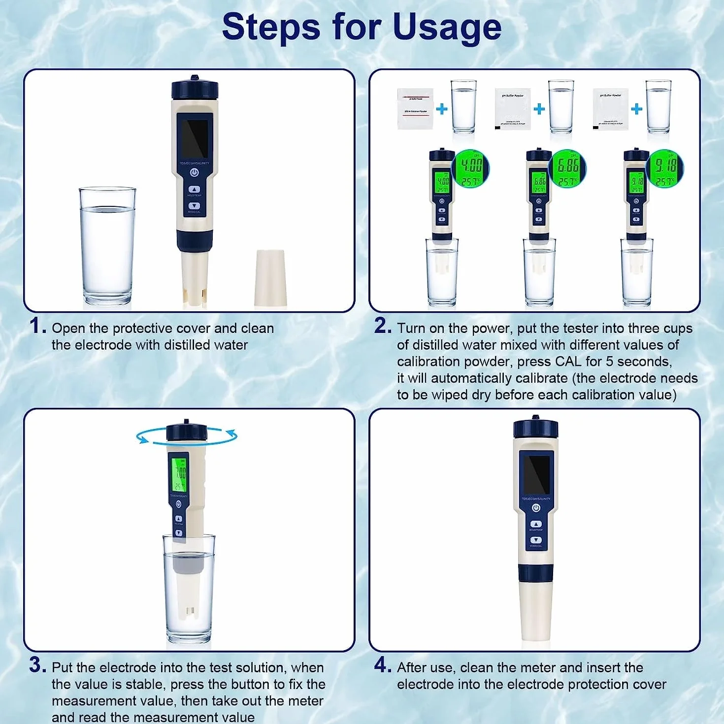 Flintronic Miernik pH 5 w 1 TDS EC Zasolenia Temp pH Tester Basenu Cyfrowy Automatyczna Kompensacja Temperatury LCD