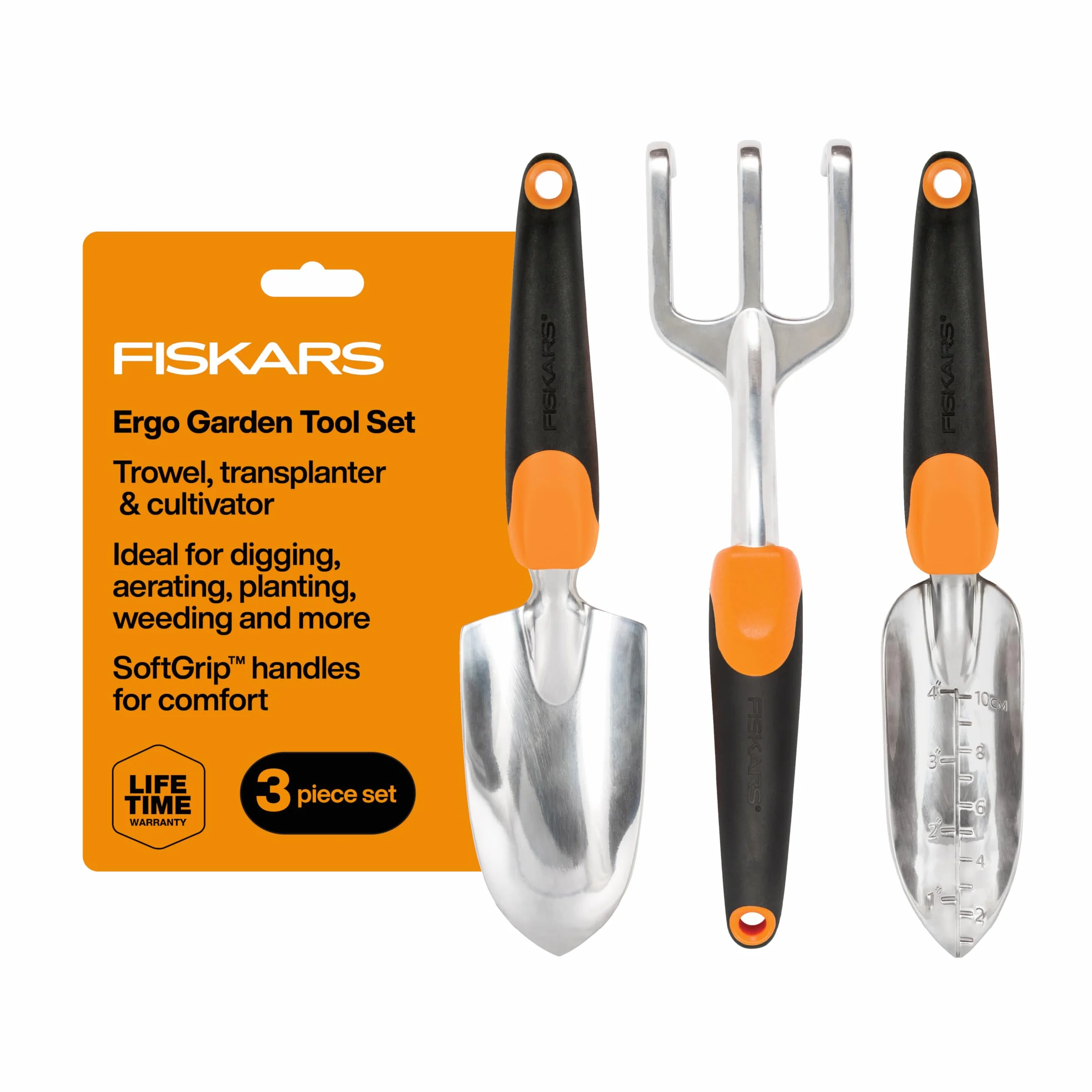 Fiskars Ergo zestaw narzędzi ogrodowych z recyklingu czarny/pomarańczowy