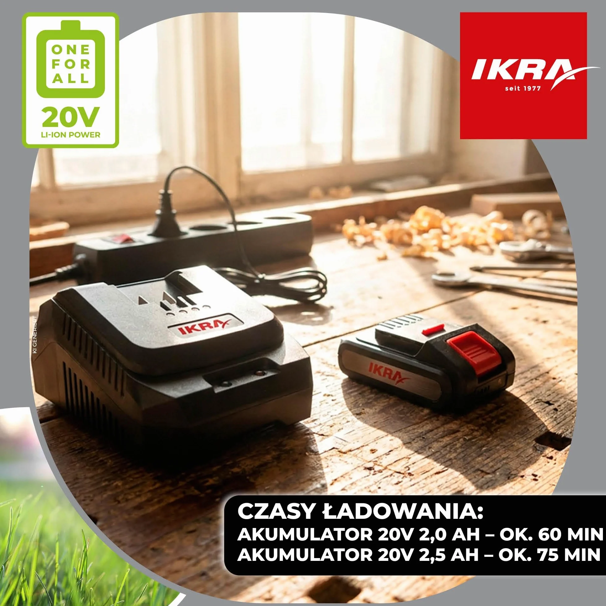 IKRA szybka ładowarka akumulatorów 20V LED stacja ładowania
