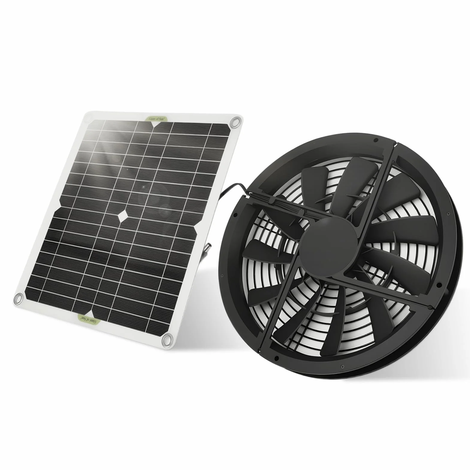 Ejoyous Wentylator Panelowy, 100 W, Wodoszczelny, Zasilany Energią Słoneczną, Okrągły Panel Słoneczny, Wentylator Wyciągowy do Szklarni, Domków dla Zwierząt, Szopy, Kurników