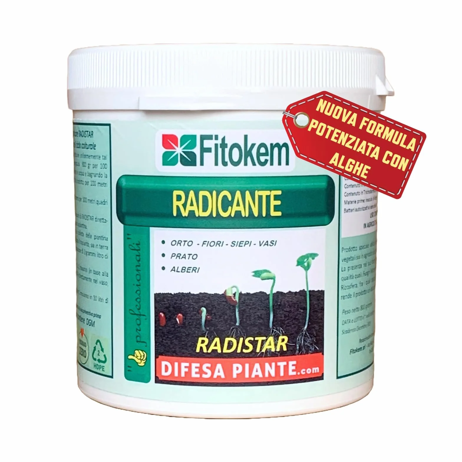 FITOKEM Radistar - Hormon sadzenia w proszku (400 gr) Organiczny proszek do korzeni mikoryzy, stymuluje produkcję i naturalny wzrost korzeni, wyprodukowany we Włoszech