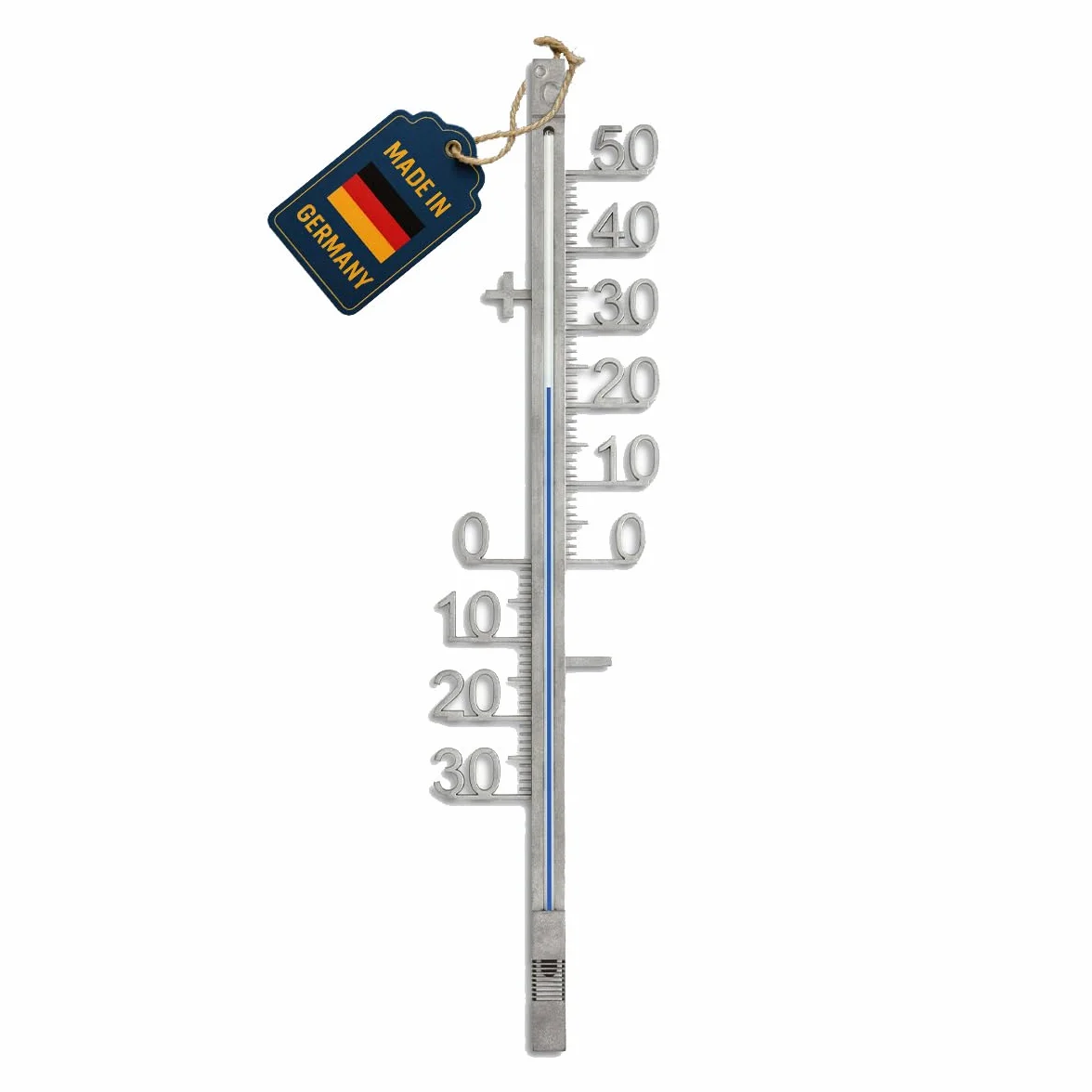 TFA Dostmann analogowy termometr zewnętrzny, 12.5011, metalowy, odporny na warunki atmosferyczne, zewnętrzna skala temperaturowa