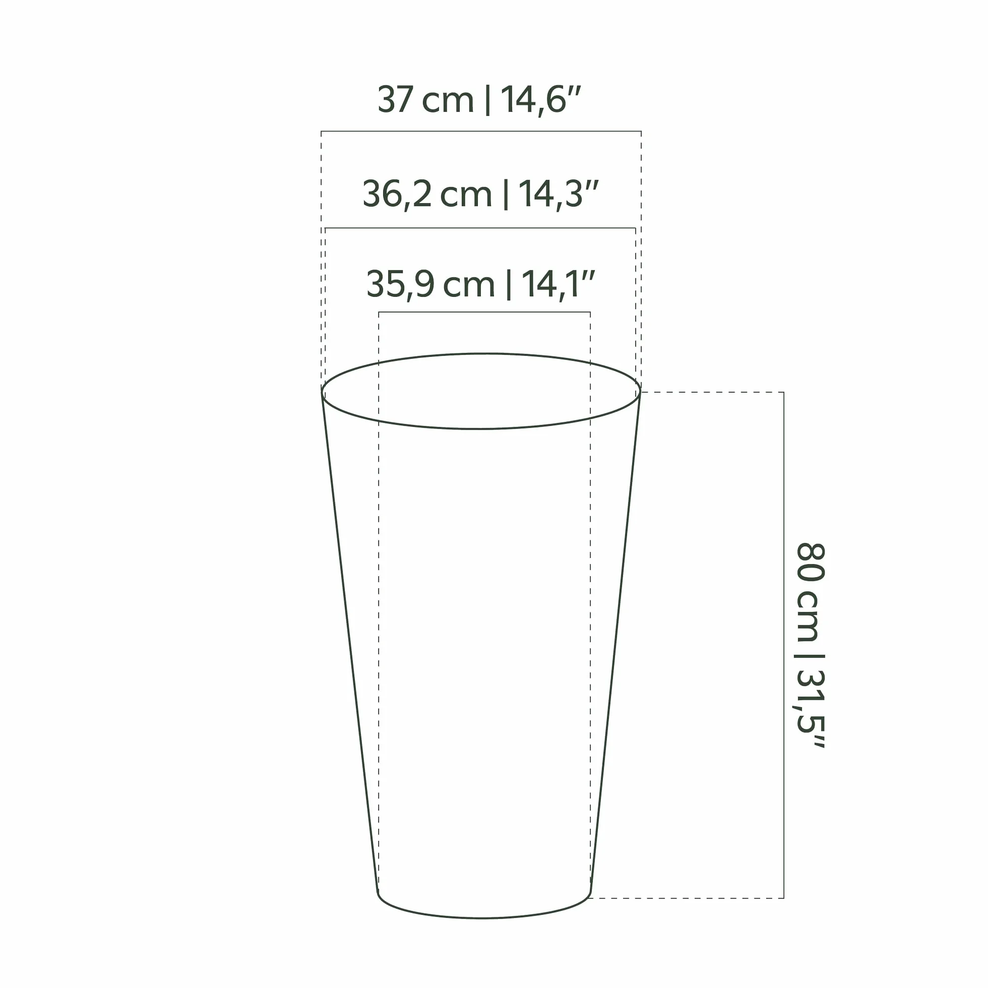 Artevasi Donica Porto wysoka matowa 80 cm antracytowa