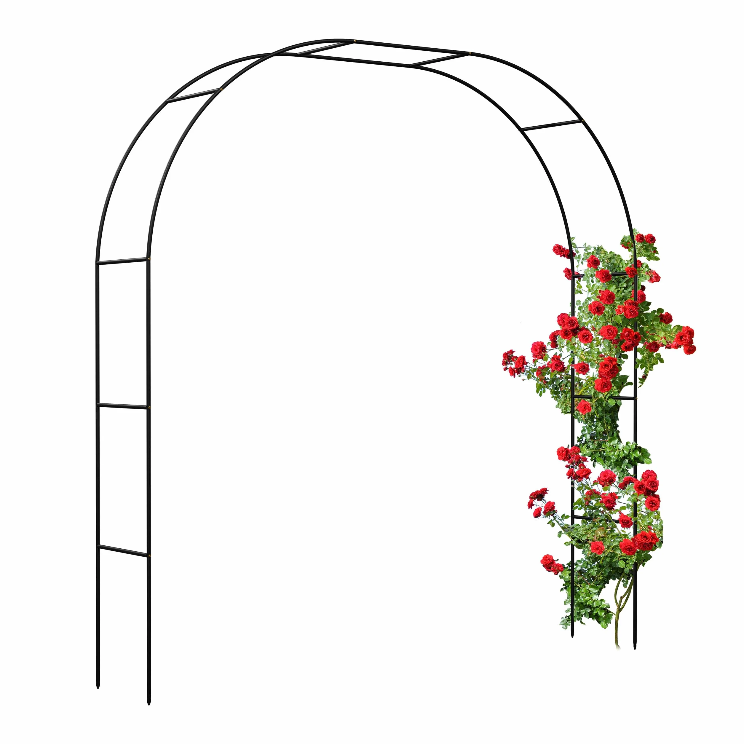 Relaxdays Łuk różany metalowy ogrodowy 250 cm 235 cm 180 cm podpora dla roślin pnących czarny