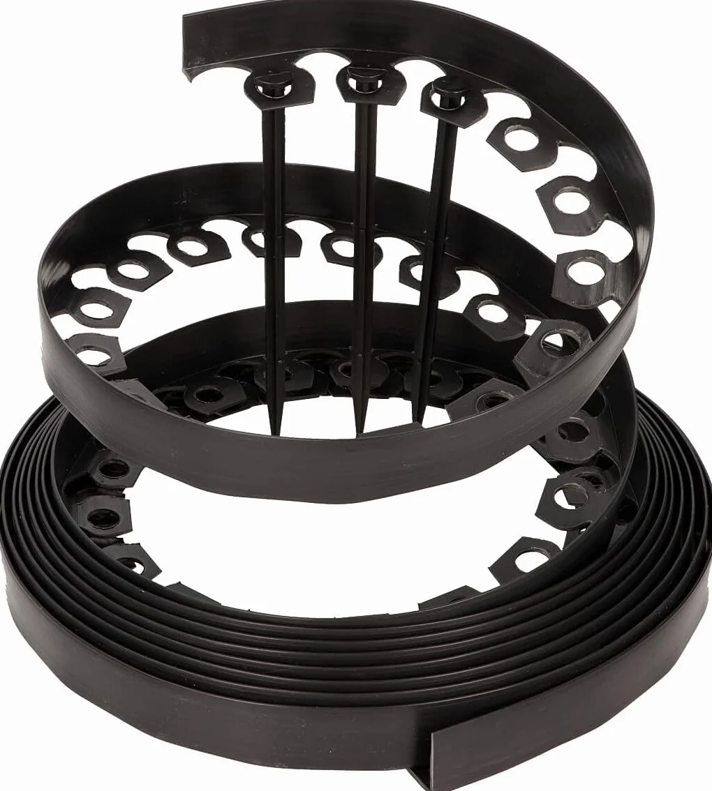 GARDENIX LineBORDER obrzeże trawnikowe z tworzywa sztucznego, 20 kotew, długość 10 m, wysokość 6 cm, czarne