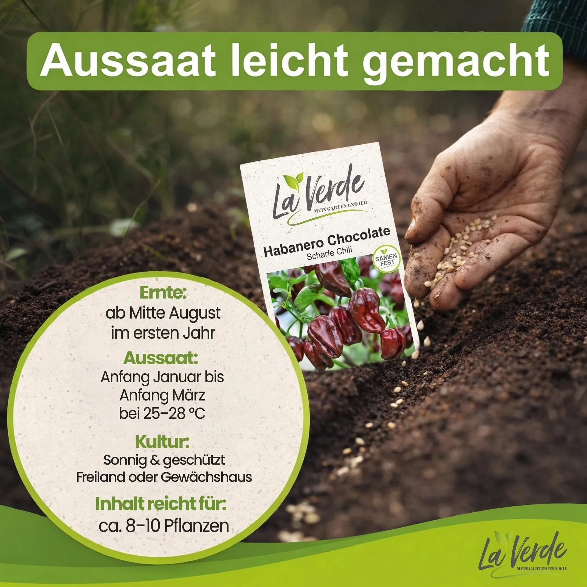 La Verde MEIN GARTEN UND ICH Habanero nasiona papryki czekoladowej bardzo ostre chili