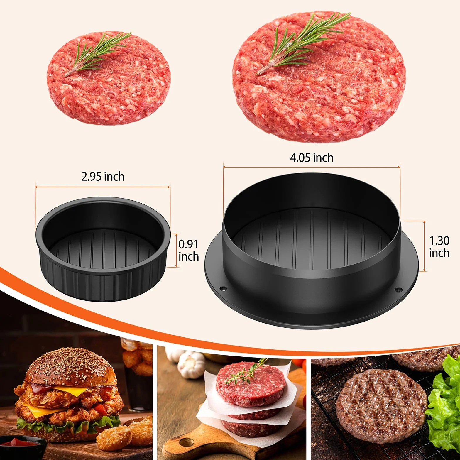Prasa do hamburgerów 4 w 1 Patty-Maker Slider z 100 płytami papieru woskowego