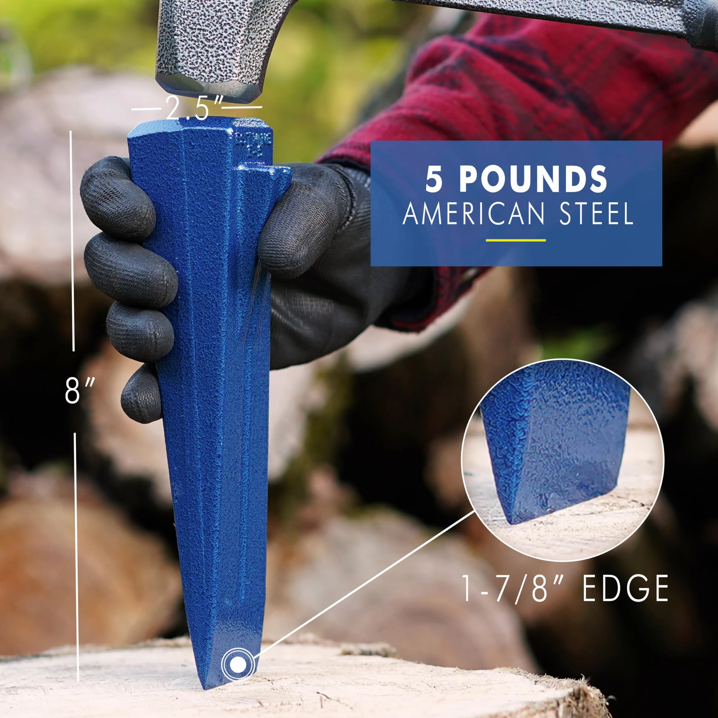 ESTWING Sure Split Wedge - 5-Pound Wood Splitting Tool with Forged Steel Construction & 1-7/8" Cutting Edge - E-5