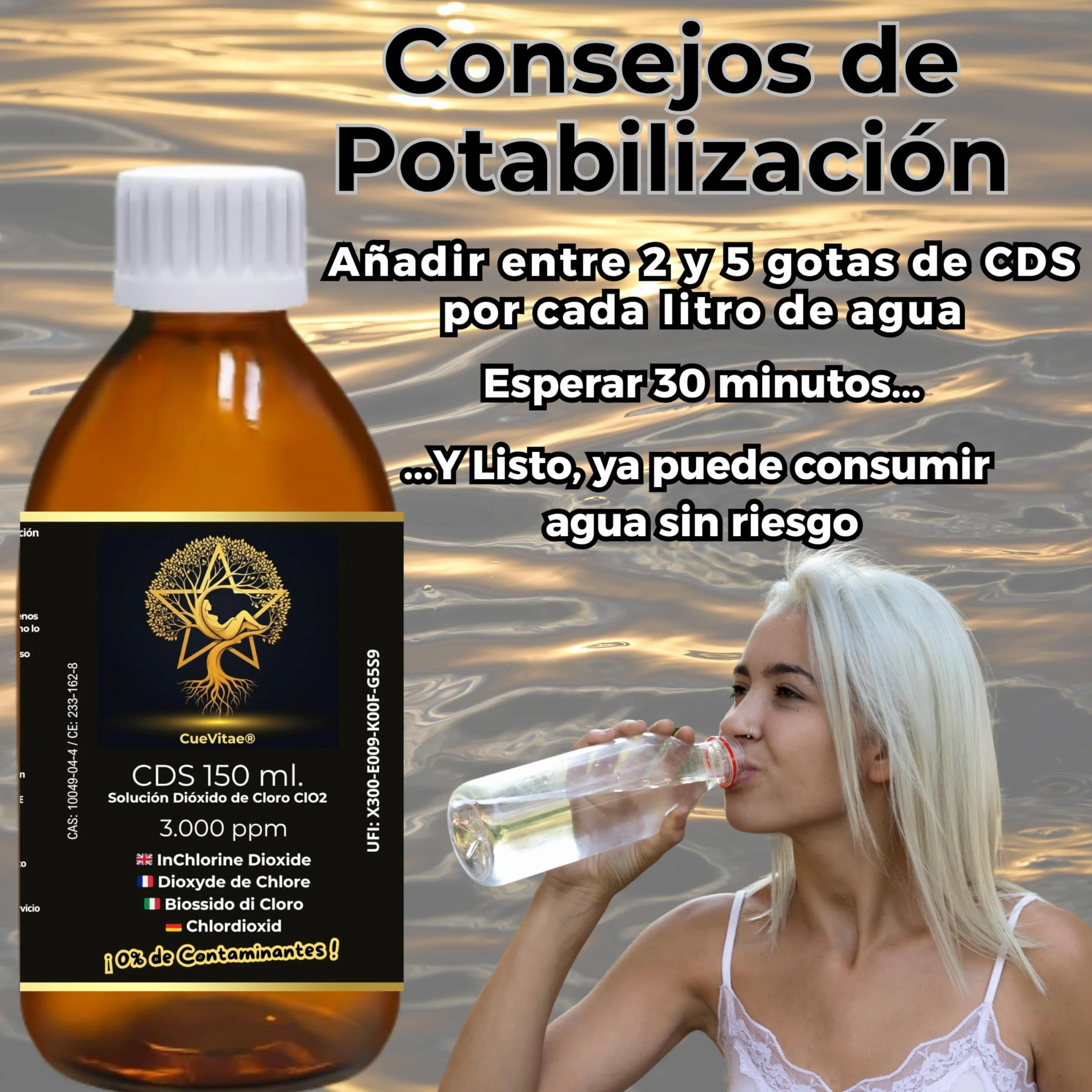 CDS/CDL 150 ml | 3000 ppm | Najnowsza produkcja | Już aktywowany wodą ultraczystą | Gotowy do dozowania | Zawiera dozownik prezentowy | bursztynowe szkło antypromieniujące UVA
