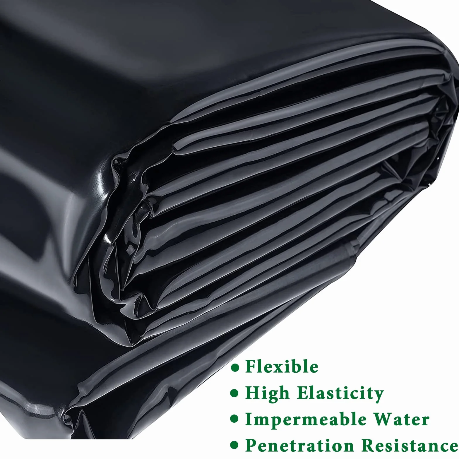 CYH 2M X 2M Wkładka do Stawu PVC, Wytrzymała Czarna Folia Wykładzina Stawowa HDPE, Elastyczna Ogrodowa Folia do Oczka Wodnego do Stawów Rybnych, Fontann, Budynków, Ogrodów Wodnych i Wodospadów