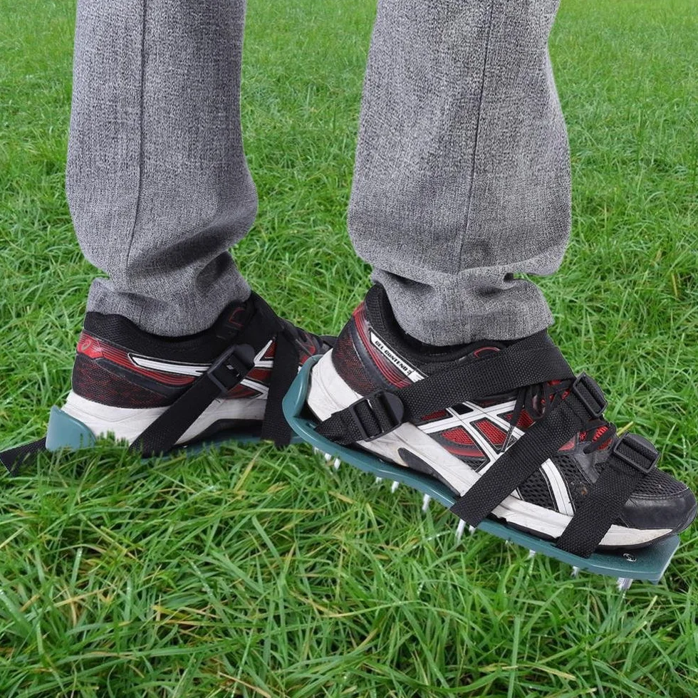 Buty Napowietrzające Trawnik z Gwoździami, Napowietrzacz z Paskami 4 i Nierdzewnymi Końcówkami