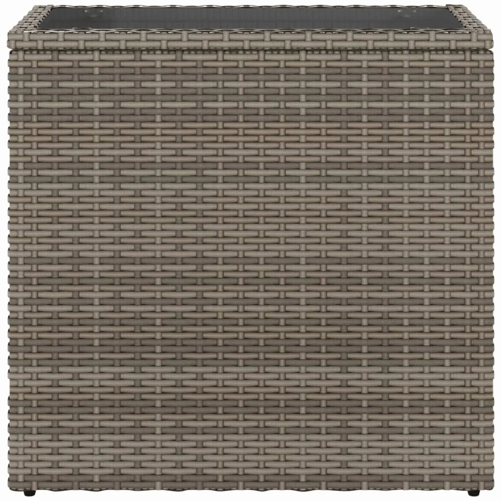 Stolik ogrodowy ze szklanym blatem szary 58x27,5x55 cm rattanowy na taras balkon