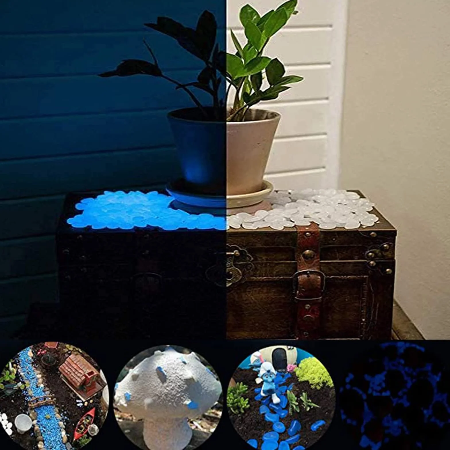 Świecące kamyki ogrodowe 300 sztuk fluorescencyjne kamienie dekoracyjne
