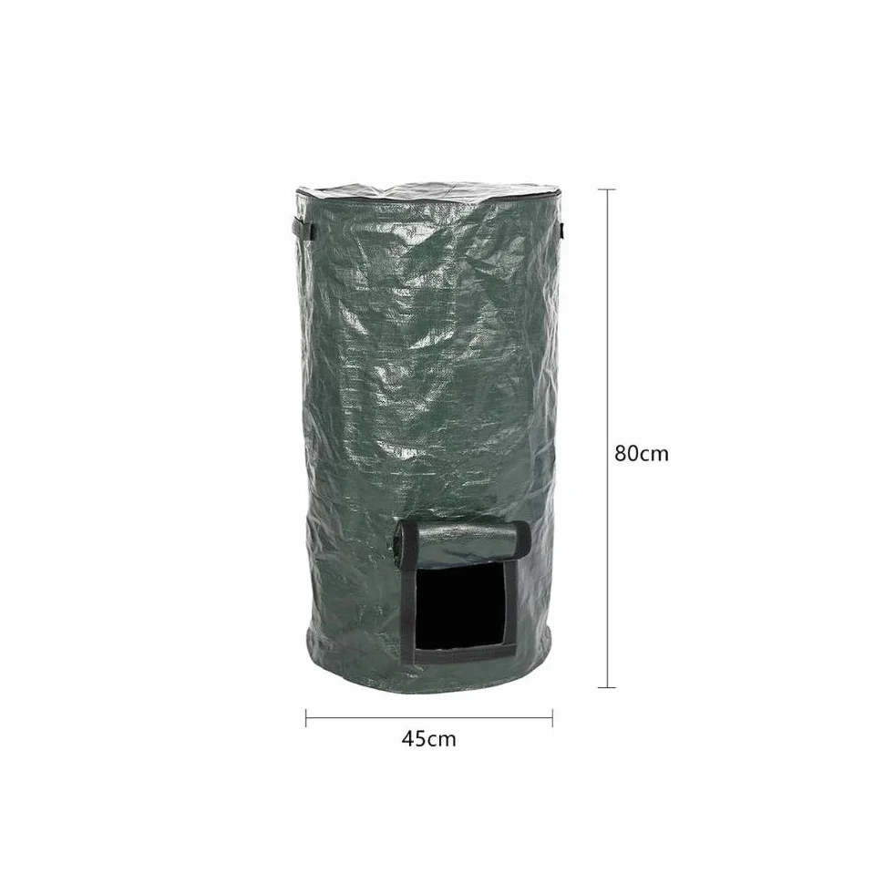 Kompostownik ogrodowy, torba ogrodowa na odpady, ekologiczna torba na kompost, organiczna torba na kompost z uchwytami, torba ogrodowa wielokrotnego użytku ciemnozielona 45 x 80 cm