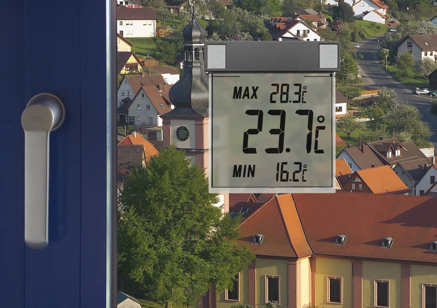 TFA Dostmann Cyfrowy termometr okienny, 30.1025.10, do ustalania temperatury zewnętrznej, łatwe mocowanie, ekskluzywny Amazon