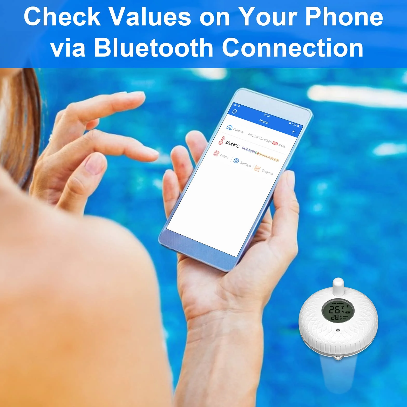 Inkbird Termometr basenowy, pływający termometr IBS-P01B (Bluetooth)