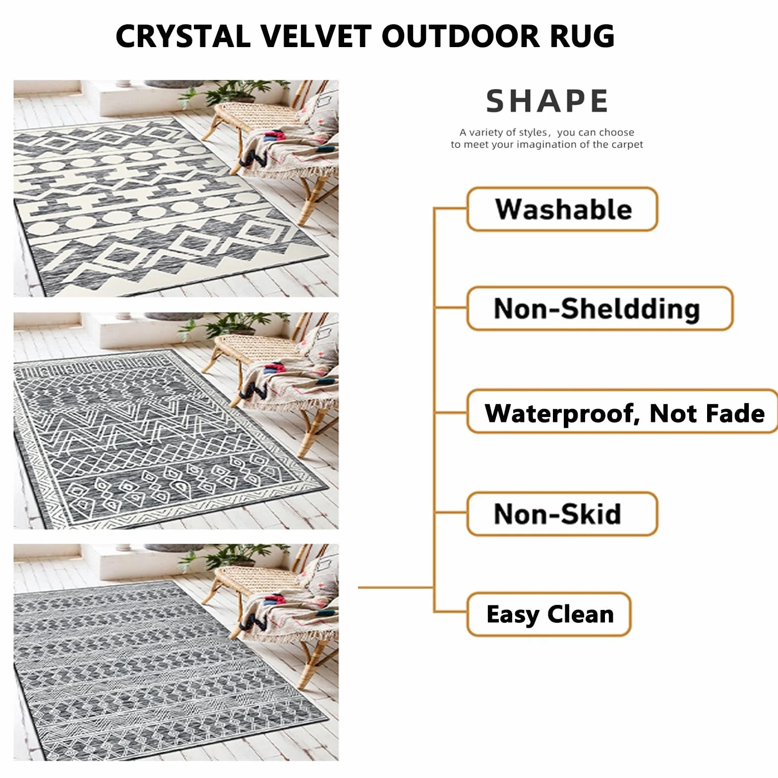Dywan zewnętrzny wodoodporny składany lekki na balkon taras kemping