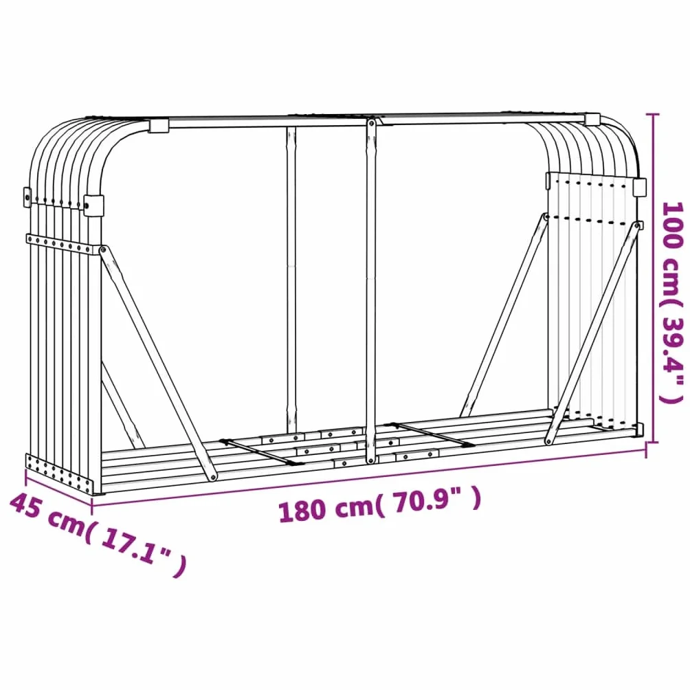 vidaXL Stojak na drewno zielony 180x45x100 cm stal galwanizowana