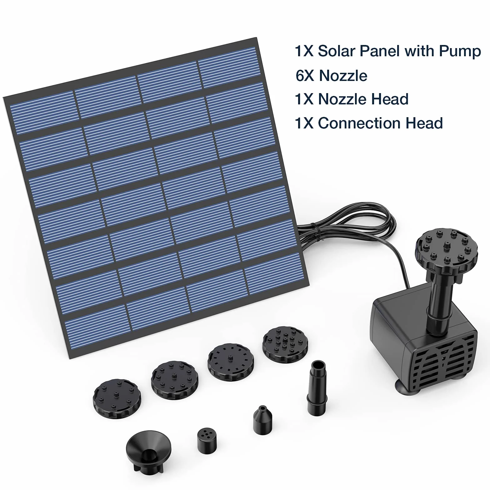 AISITIN Fontanna solarna 2024 typu 'zrób to sam', pompa do stawu i fontanny z 6 stylami, dla ogrodu i ptaków, z pojemnikiem na ryby