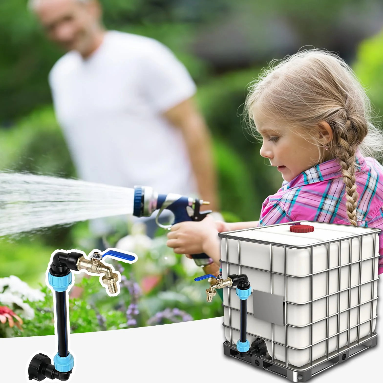 Mosiężny Kran IBC 3/4" S60x6 Adapter Odpływowy do Zbiornika na Wodę Deszczową 1000l