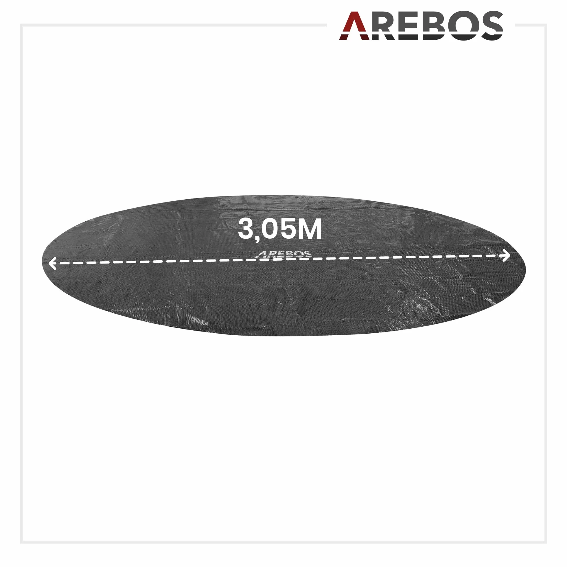 Arebos Okrągła plandeka solarna do basenu Ø 3,05 m Czarny 120 µm
