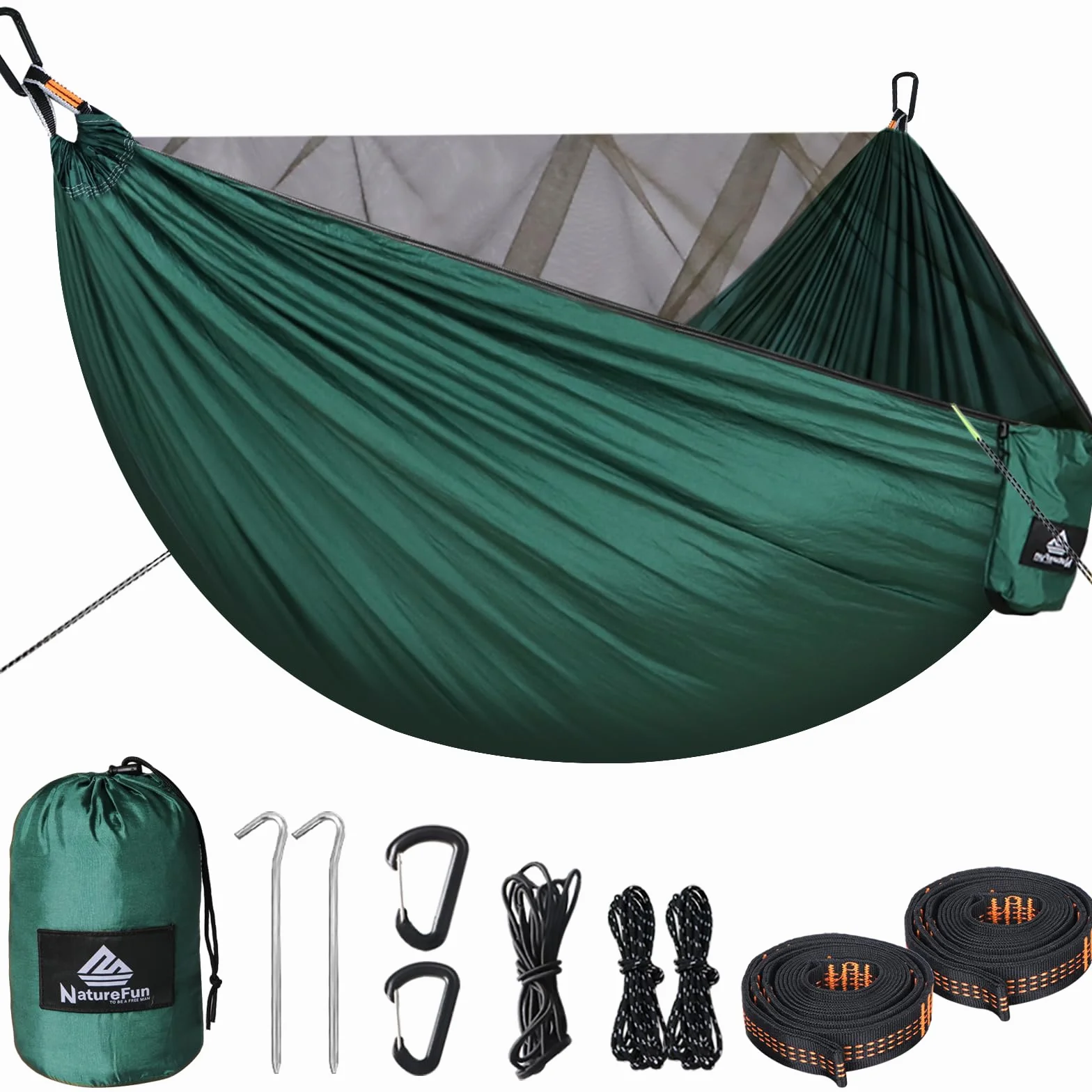 NatureFun Hamak kempingowy z moskitierą 300 kg nylon spadochronowy 290 x 140 cm
