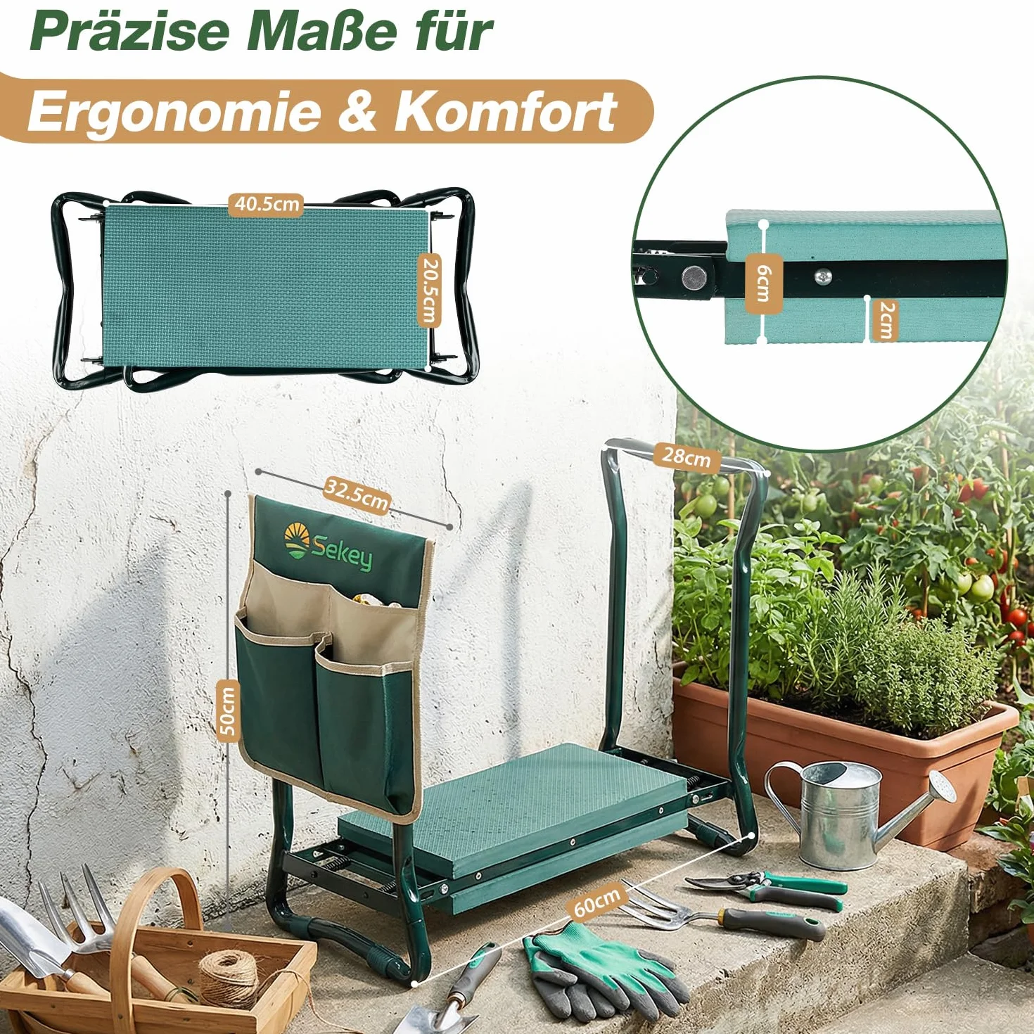 Sekey Ławka na kolana składana regulacja wysokości 160 kg 60x50x28 cm