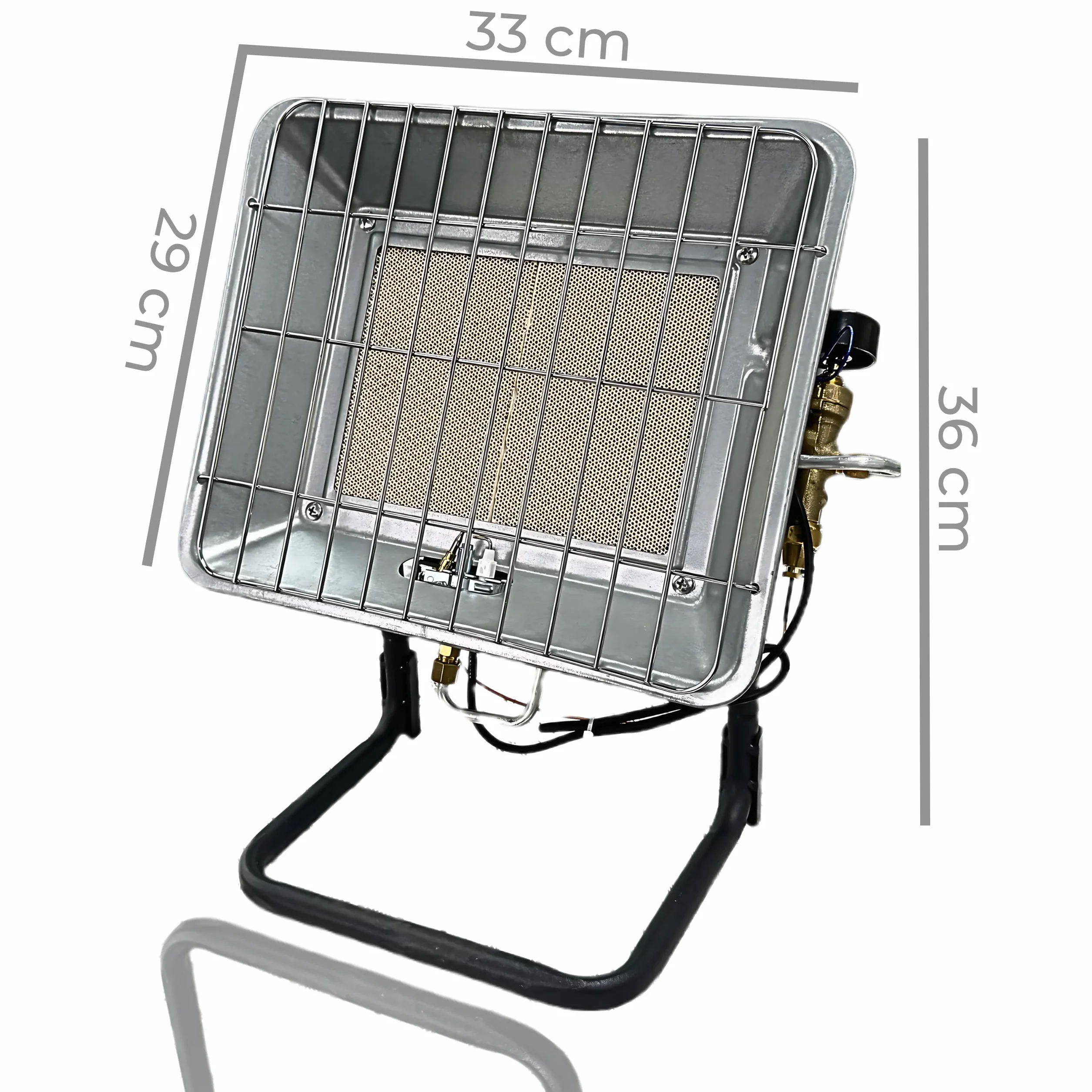 Promiennik gazowy Climative 4,5 kW z zapłonem piezo, promiennik tarasowy, zewnętrzny, w zestawie reduktor, wąż, uchwyt na butlę gazową, promiennik gazowy na taras, oszczędny, ogrzewanie zewnętrzne