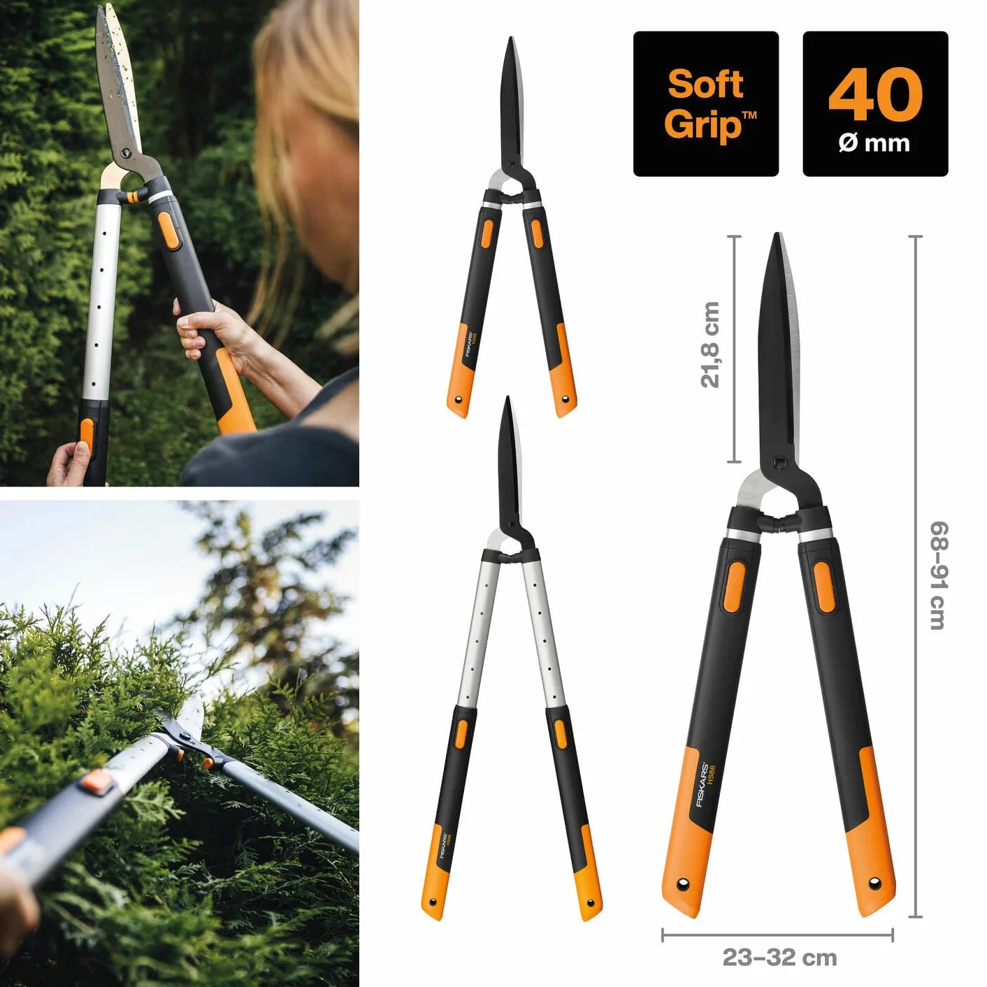 Fiskars Smartfit Nożyce do Żywopłotów 93 cm Czarny