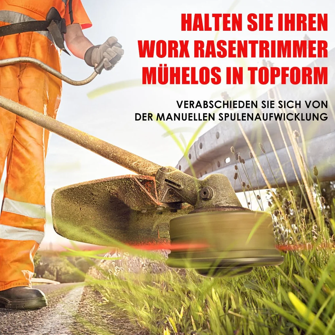 8 sztuk szpuli do podkaszarki dla WORX, kompatybilne z wszystkimi podkaszarkami WORX WA0010, zamienna szpula z żyłką 20V, żyłka do WORX WG151 WG163 WGg, 175 WG180, średnica 1,65mm, 3m i 2 sztuki