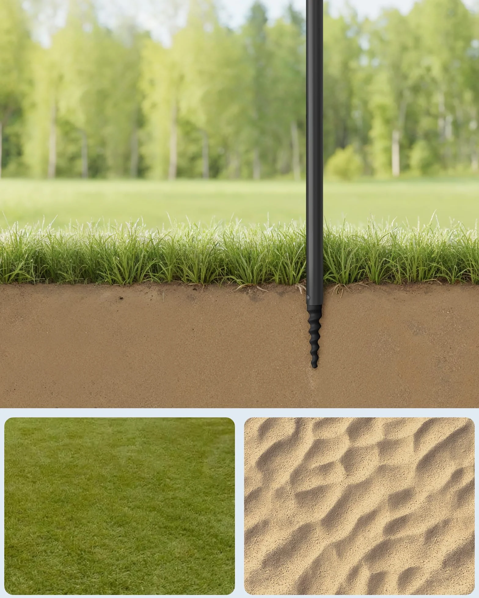 SONGMICS Parasol Plażowy 160 cm UPF 50+ Składany 30° Niebieski